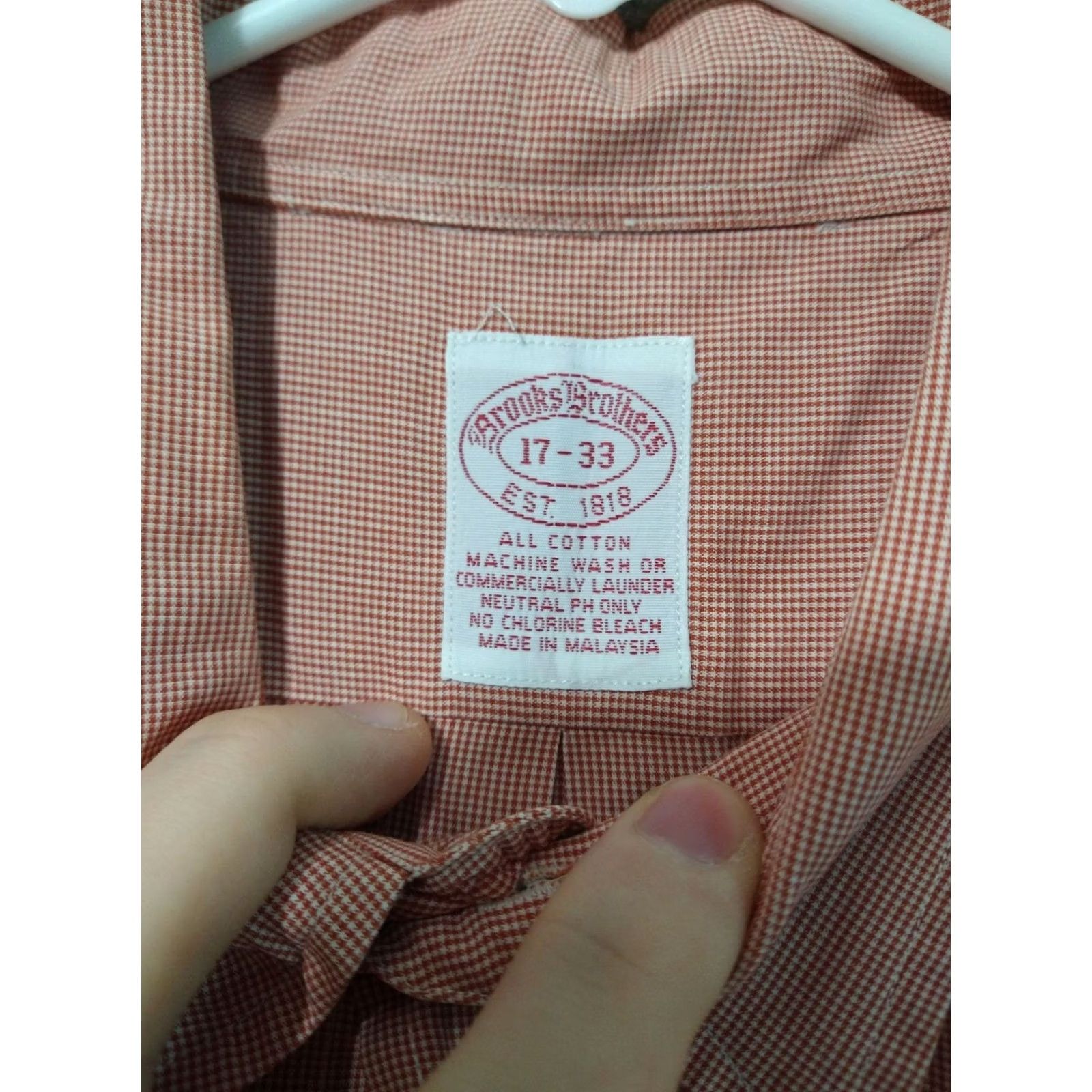 Brooks Brothers Brooks Brothers Shirt Mens 17 33 Orange Micro Houndstooth Long Sleeve Button Collar Down Cuff Chest 50 in Classic Pattern Vintage? No Size US XL / EU 56 / 4 - 7 Thumbnail