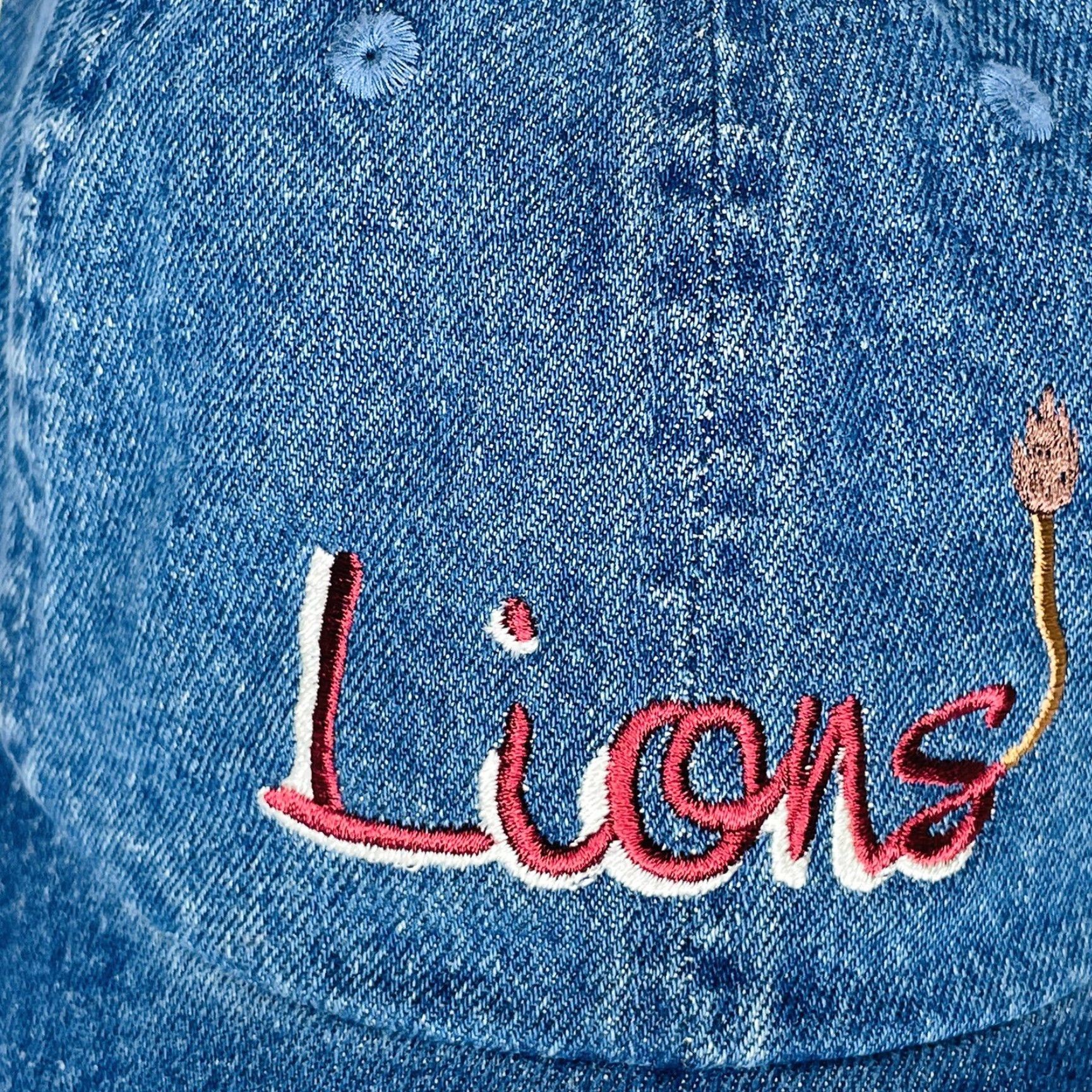 Port Authority Port Authority Denim Strapback Baseball Cap Lions Adjustable Unisex Adults Blue Cotton Denim 90s Outdoor Animals Cowboy Casual Travel Workwear Cap Size ONE SIZE - 2 Thumbnail