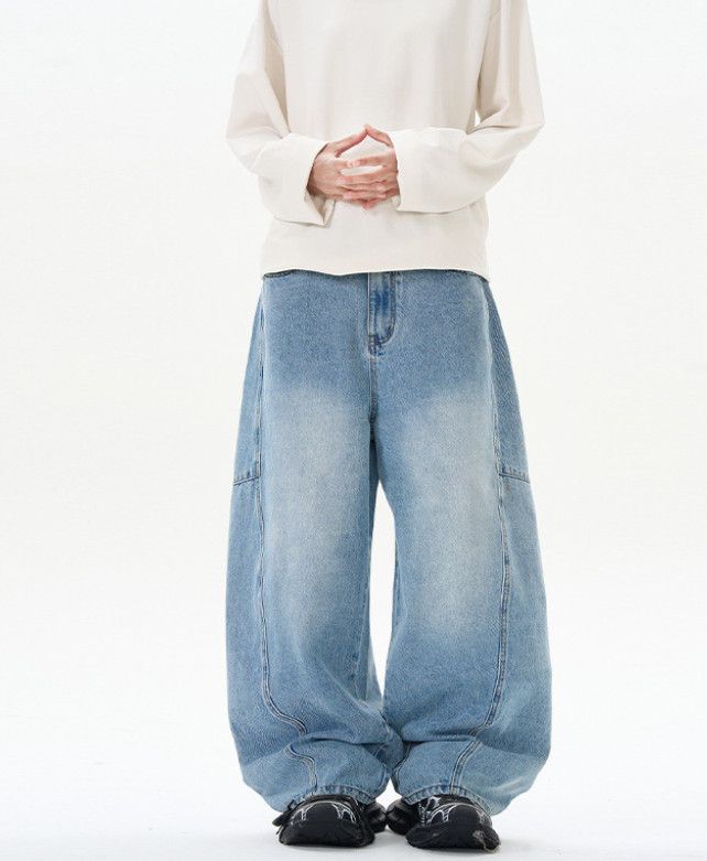 Japanese Brand Men's Retro Street Wide-Leg Patchwork Curved Jeans Y2K Size US 32 / EU 48 - 1 Thumbnail