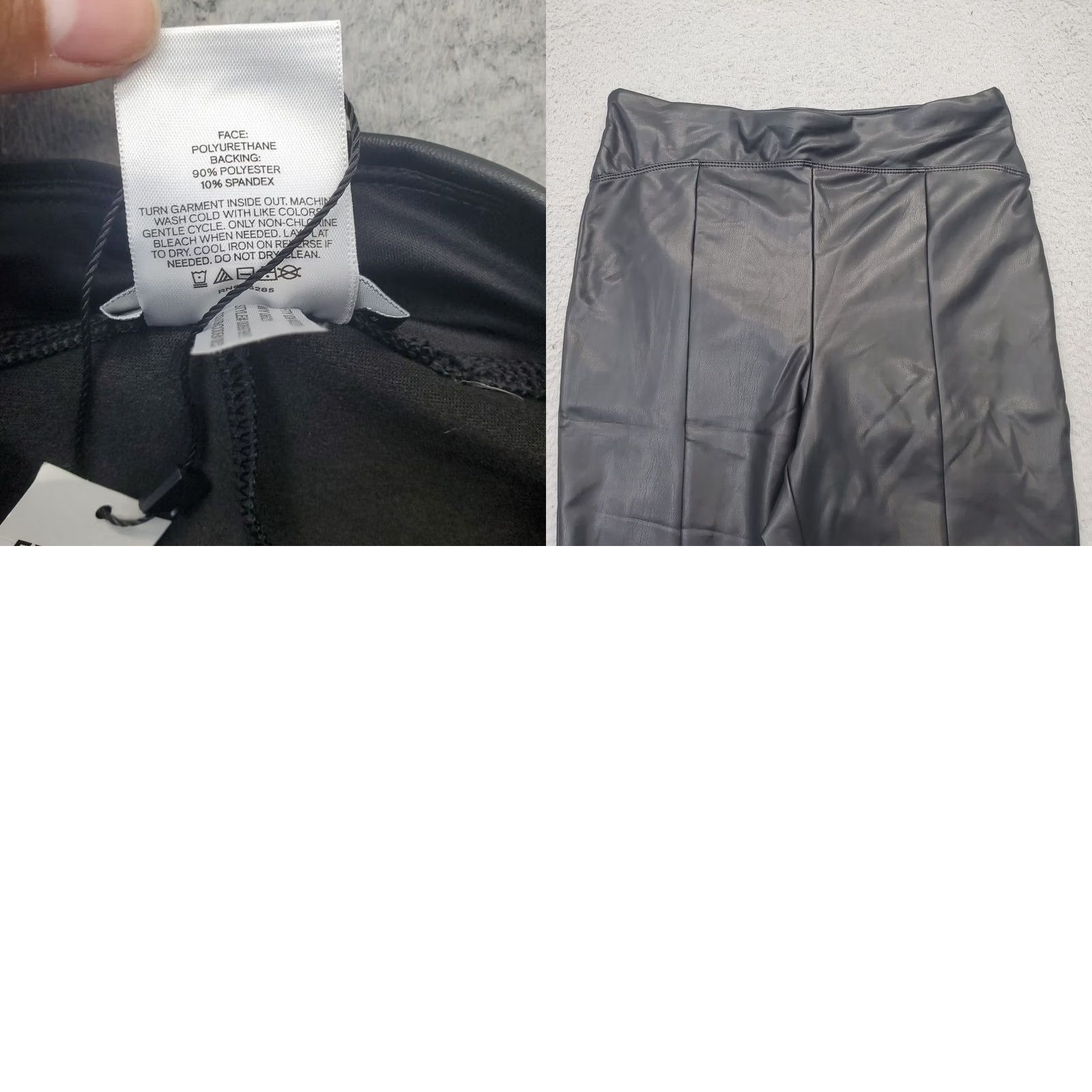 Express Express Womens Medium Black Faux Leather Pants Skinny High Waist Casual 27" Inseam Stretch Regular PAR Size 32" / US 10 / IT 46 - 8 Thumbnail
