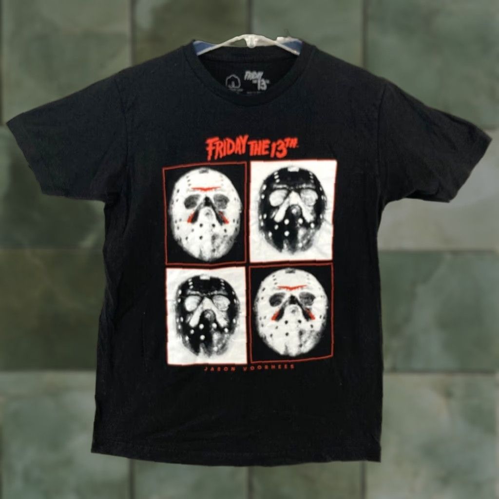 Vintage Friday The 13Th Mens TShirt Medium Black Jason Mask Box Halloween Size US M / EU 48-50 / 2 - 1 Thumbnail