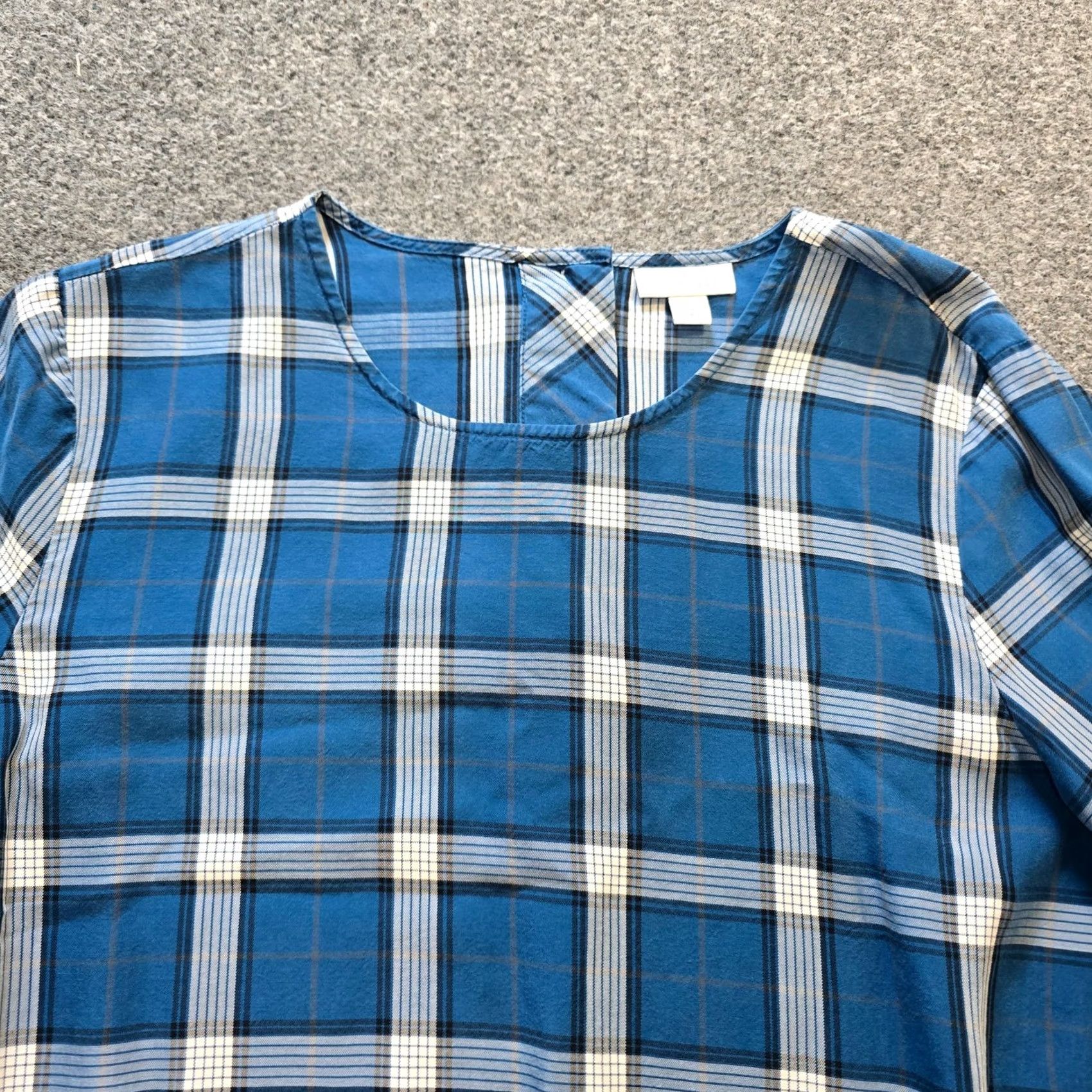 J. Jill J. Jill Top Women Blue Plaid Tunic Long Sleeve Button Shirt Casual Dressy Shirt Size M Size M / US 6-8 / IT 42-44 - 2 Thumbnail