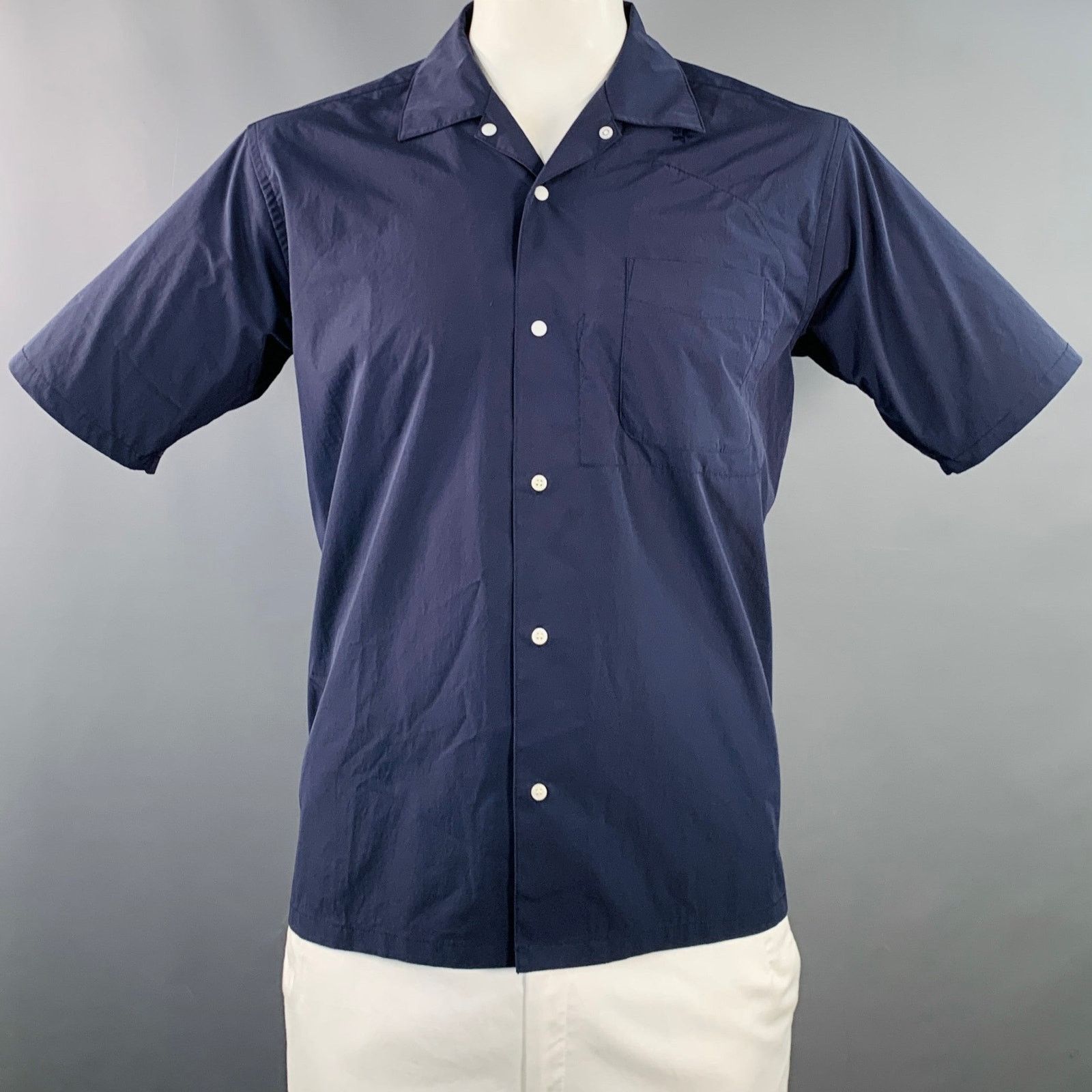 Goldwin Size L Navy Polyester One Pocket Snaps Short Sleeve Shirt Size US L / EU 52-54 / 3 - 1 Thumbnail