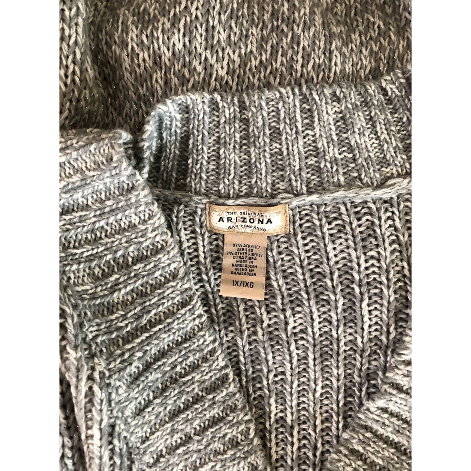 Vintage Arizona tunic sweater 1X gray metallic V-neck long sleeve Pullover Woman 1X - Gray - Knit - Casual Bohemian style Size XL / US 12-14 / IT 48-50 - 4 Thumbnail