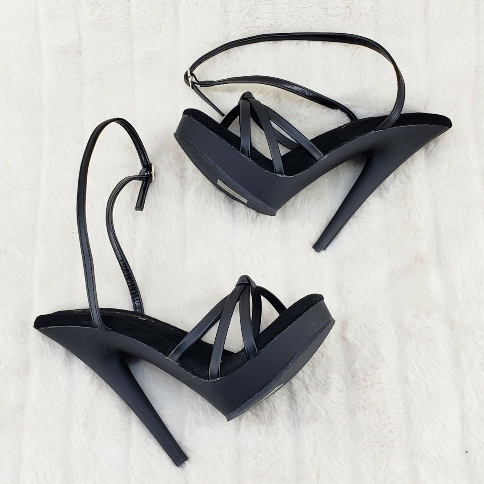 Other Sultry 638 Black Matte 6" High Heels Strappy Platform Sandal Size US 7 / IT 37 - 4 Thumbnail