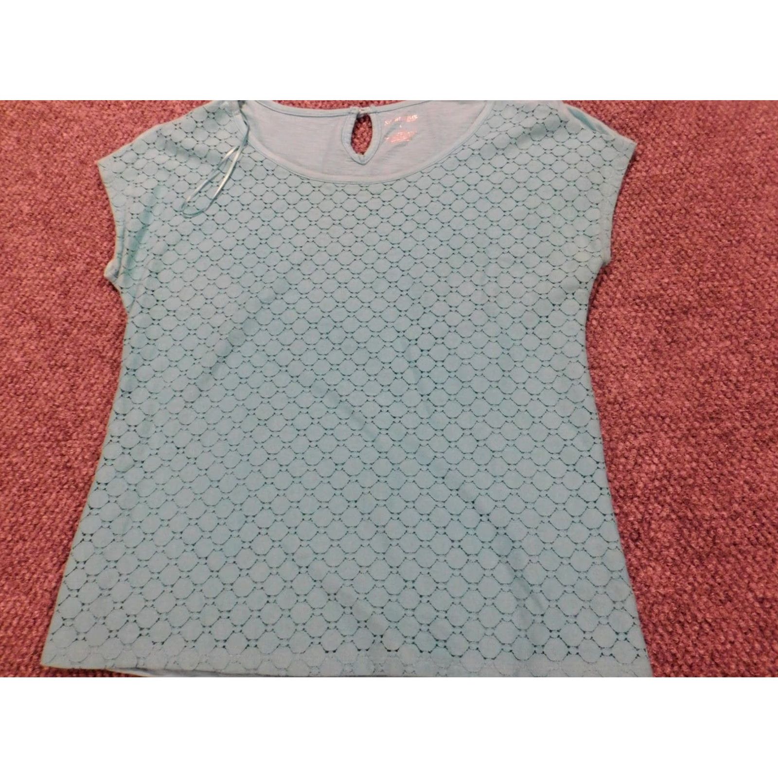 Vintage St.Johns Bay Blouse L Women Blue Plaid Crew Neck Short Sleeve Pullover Cotton Rayon Casual Regular Size L Buttons Size L / US 10 / IT 46 - 2 Thumbnail