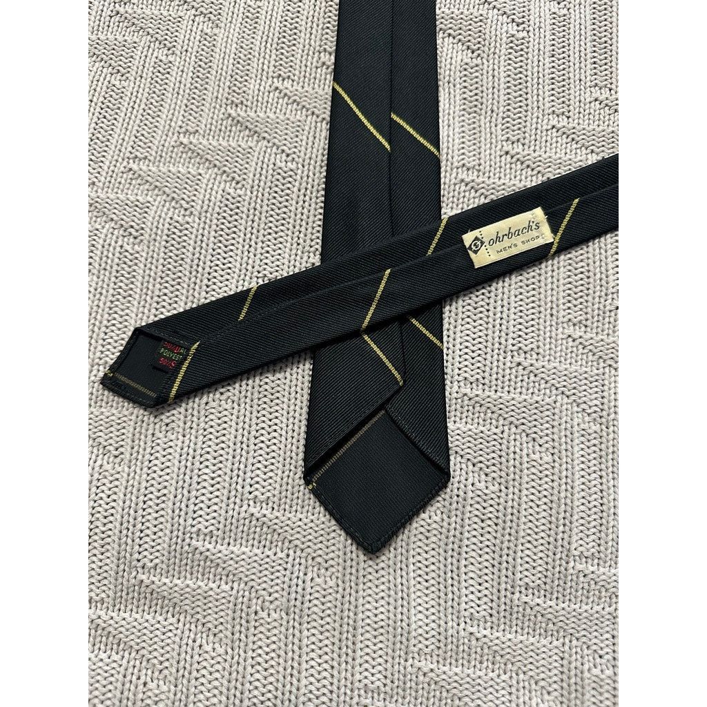 Vintage Vintage Ohrbach's black gold stripe silk skinny tie Size ONE SIZE - 2 Thumbnail