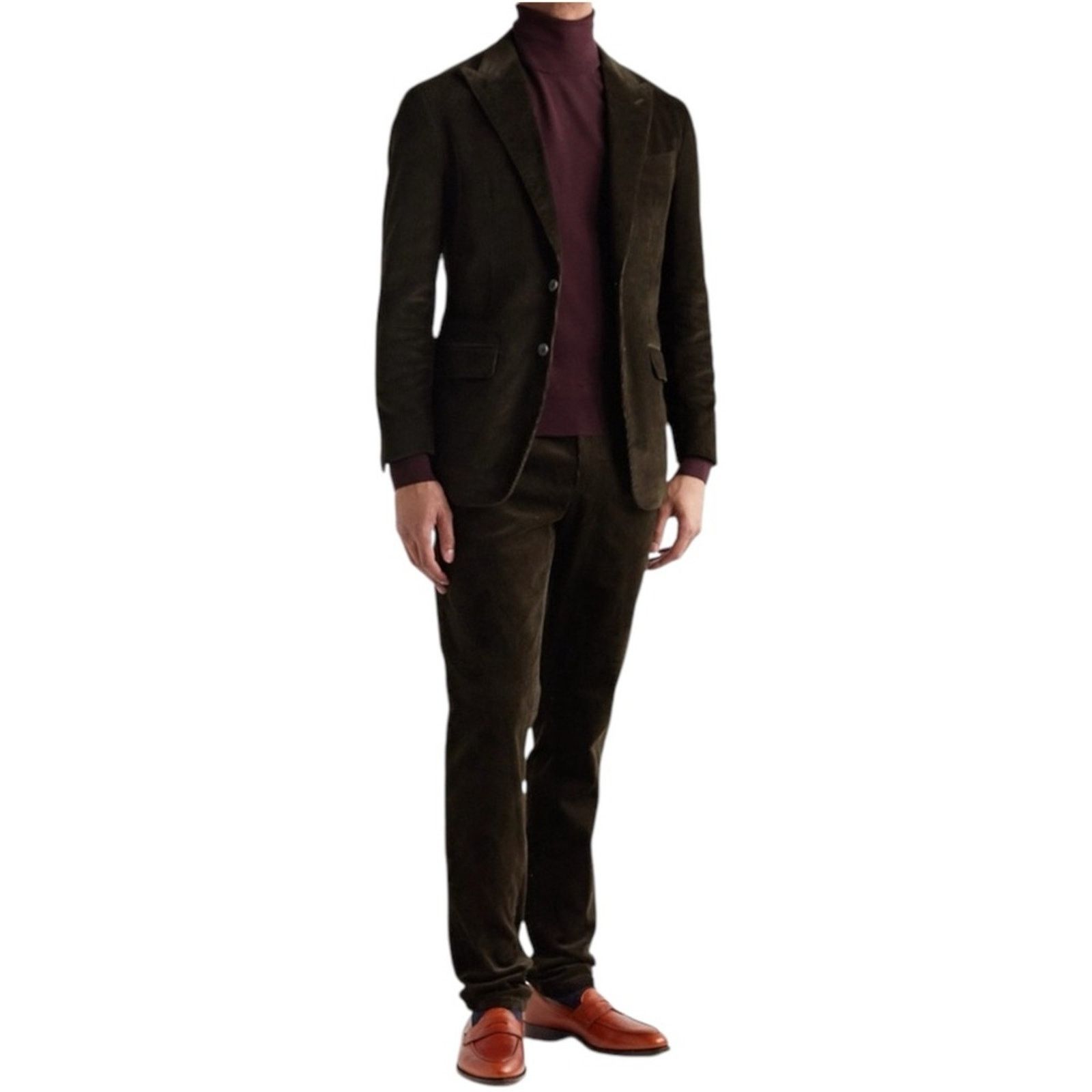 Thom Sweeney Thom Sweeney Wool Corduroy Deep Brown Suit Jacket size 50/ M Size 50R - 2 Thumbnail