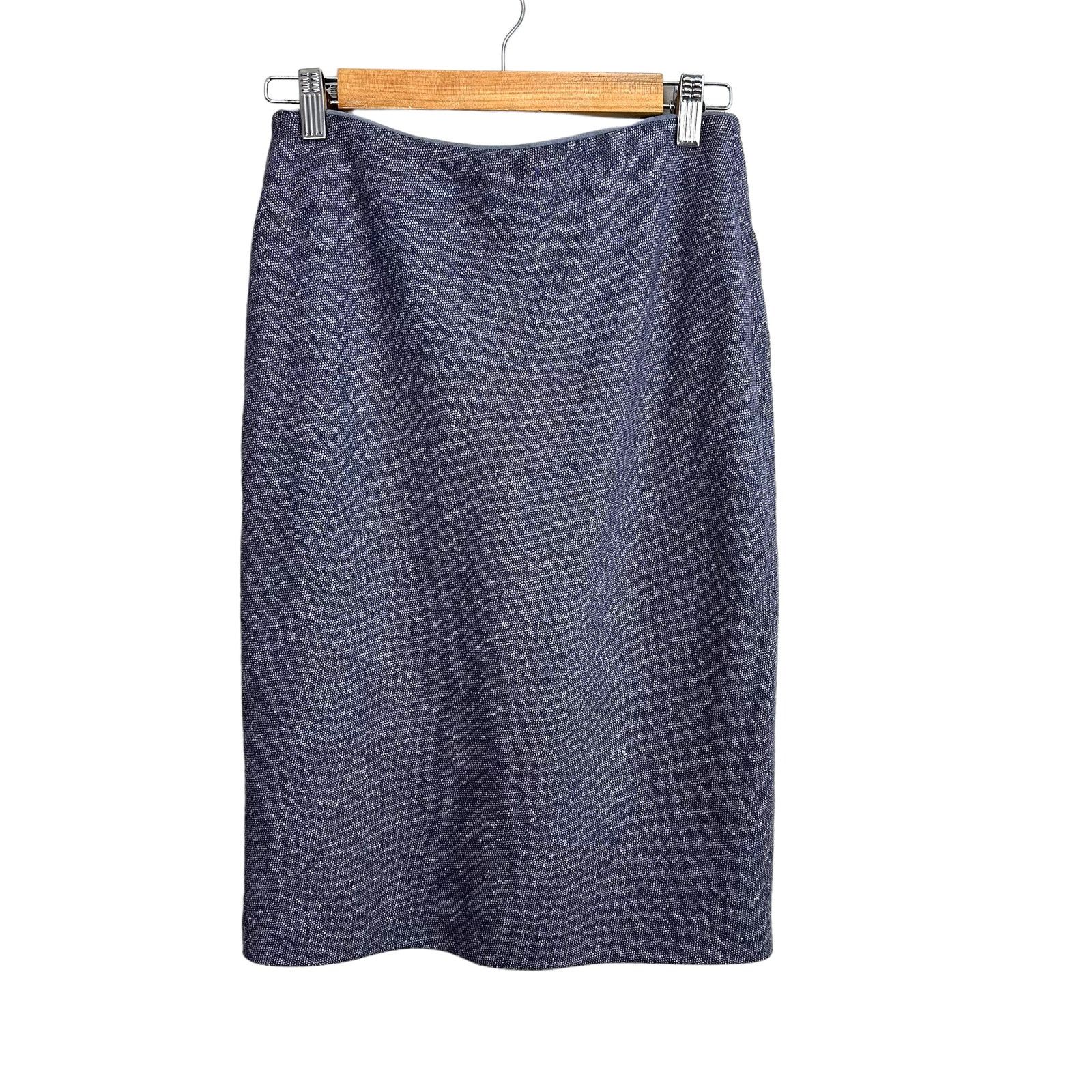 Brooks Brothers Purple Blue Tweed Pencil Skirt Wool Silk 4 4P P4 SP PS Size 27" / US 4 / IT 40 - 1 Thumbnail