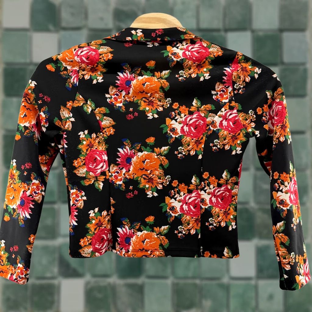 Vintage VINTAGE Moa Blazer Floral Black XL Womens Short Sleeve Button Made In Usa Autumn Garden Party 90s Size XL / US 12-14 / IT 48-50 - 1 Thumbnail