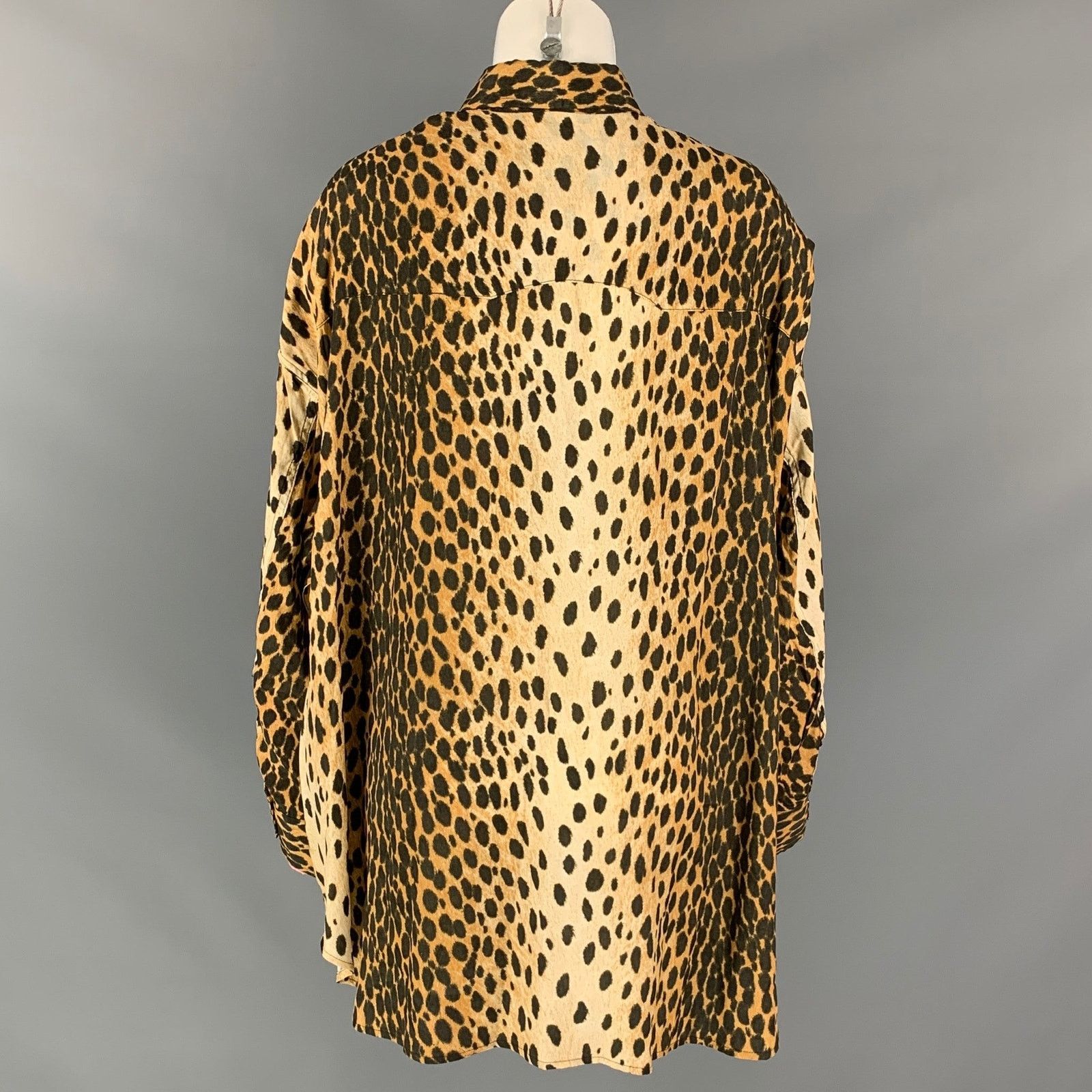 R13 Western Fringe Tan Brown Cotton Animal Print Oversized Shirt Size XS / US 0-2 / IT 36-38 - 4 Thumbnail