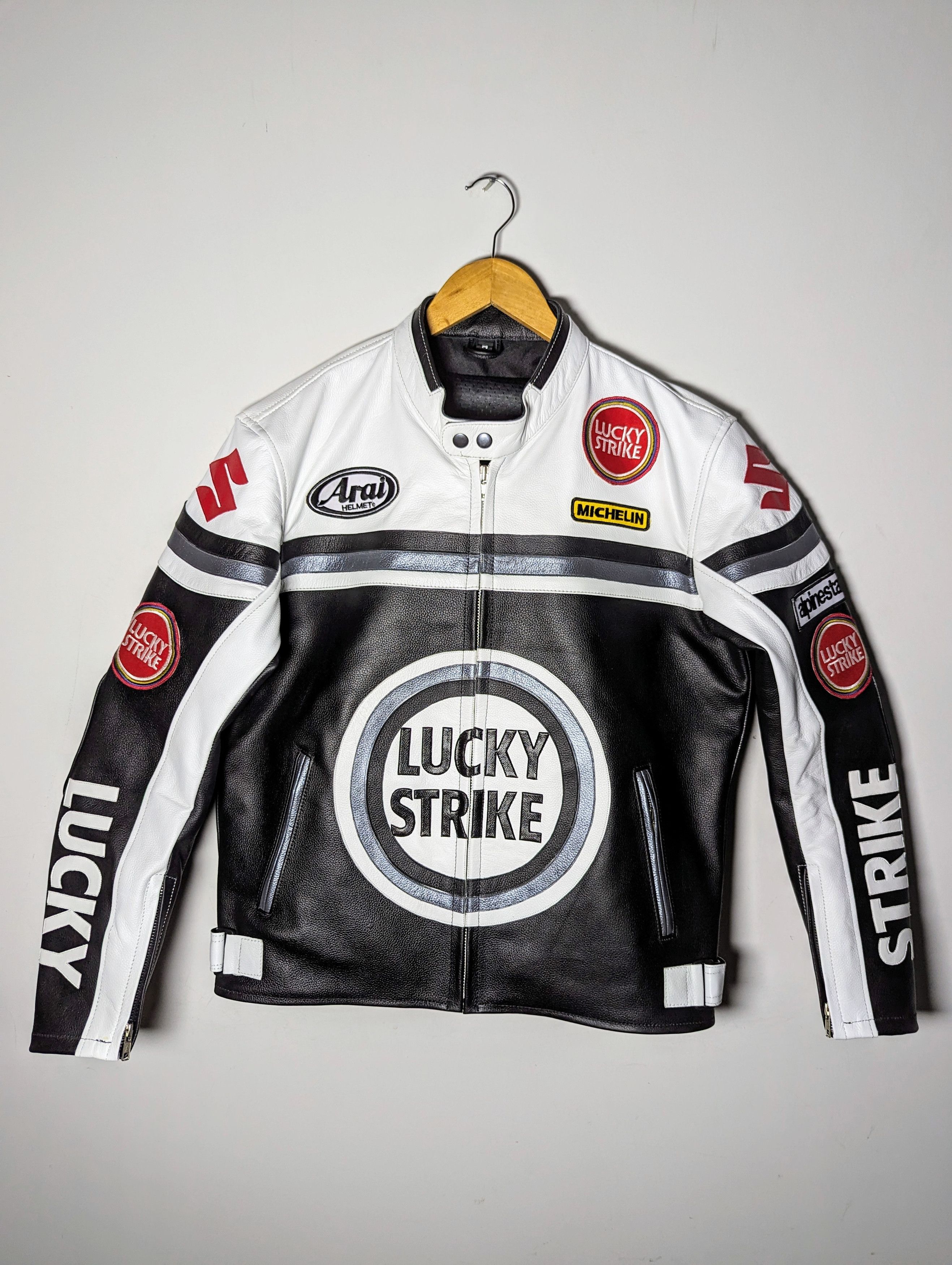 🔥💵 LUCKY STRIKE RARE 90s LEATHER JACKET