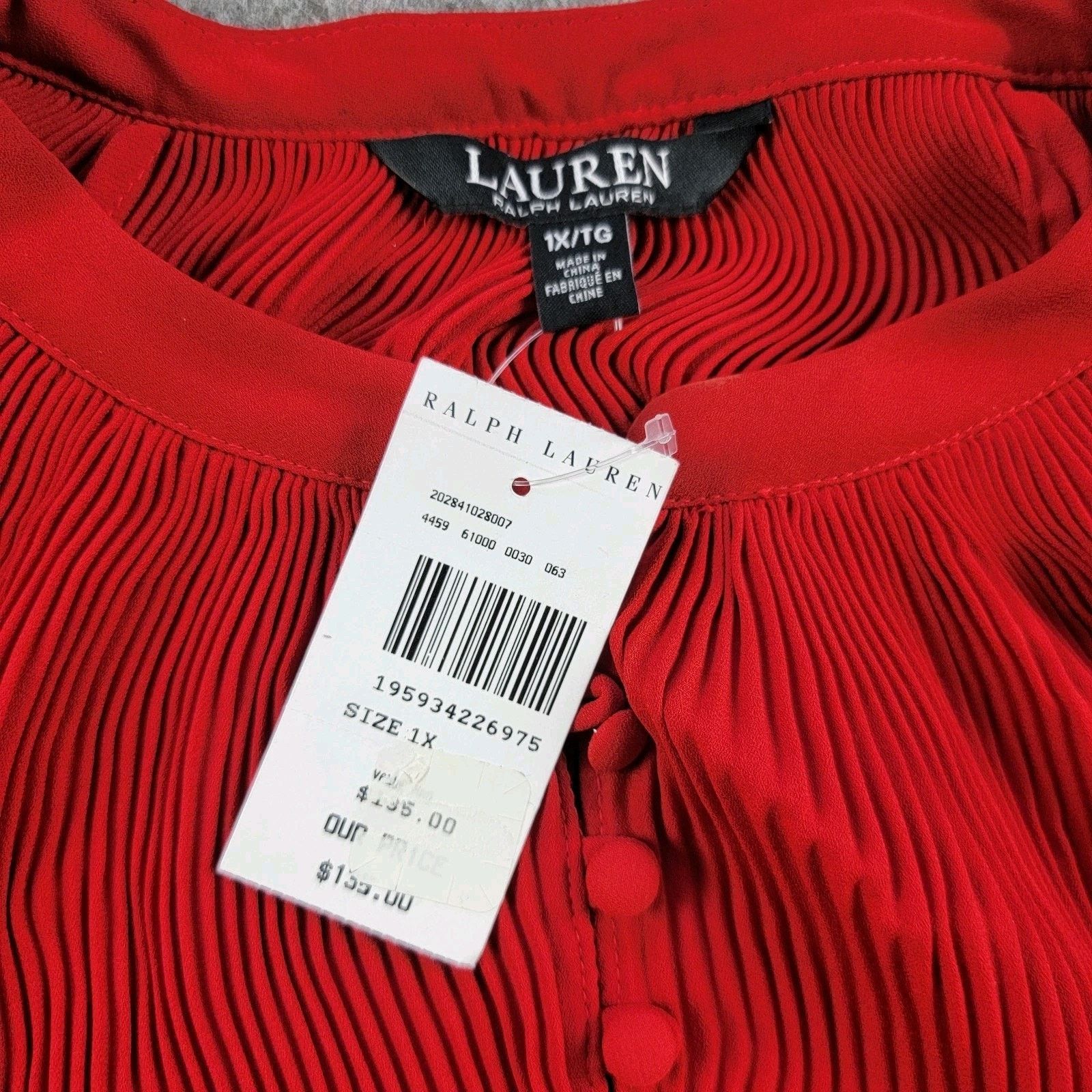 Lauren Ralph Lauren Lauren Ralph Lauren Pleated Georgette Blouson Sleeve Blouse Size XL / US 12-14 / IT 48-50 - 7 Thumbnail