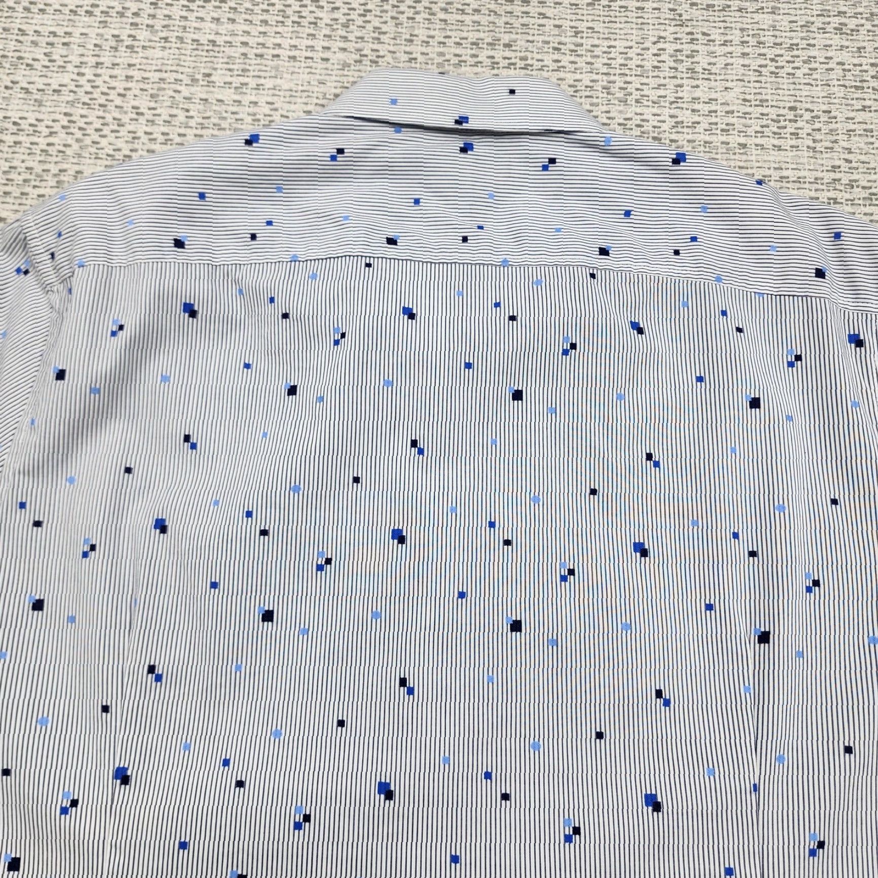Murano Murano Shirt Mens Large Blue Stripe Slim Fit Short Sleeve Button Down Micro Dot Size US L / EU 52-54 / 3 - 7 Thumbnail