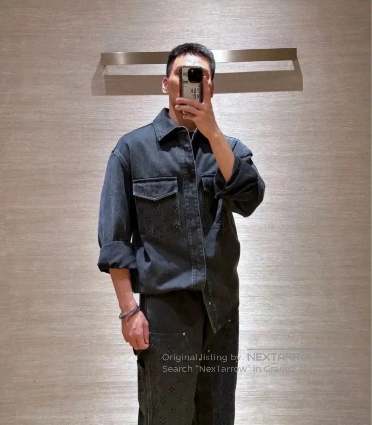 Louis Vuitton Louis Vuitton Black Embossed Monogram Denim Jacket. Size US M / EU 48-50 / 2 - 5 Thumbnail