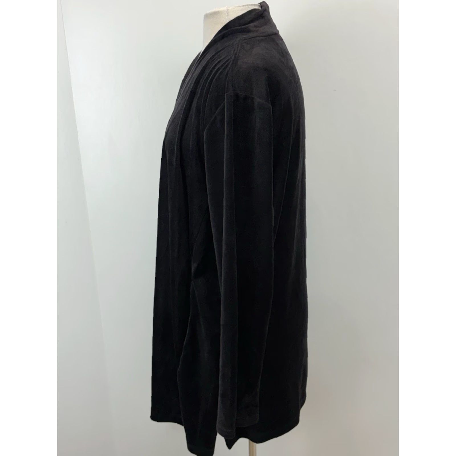 Talbots Talbots Velour Cardigan Jacket Women’s 2X Plus Black Open Front Casual Sweater Size XXL / US 16-18 / IT 52-54 - 2 Thumbnail