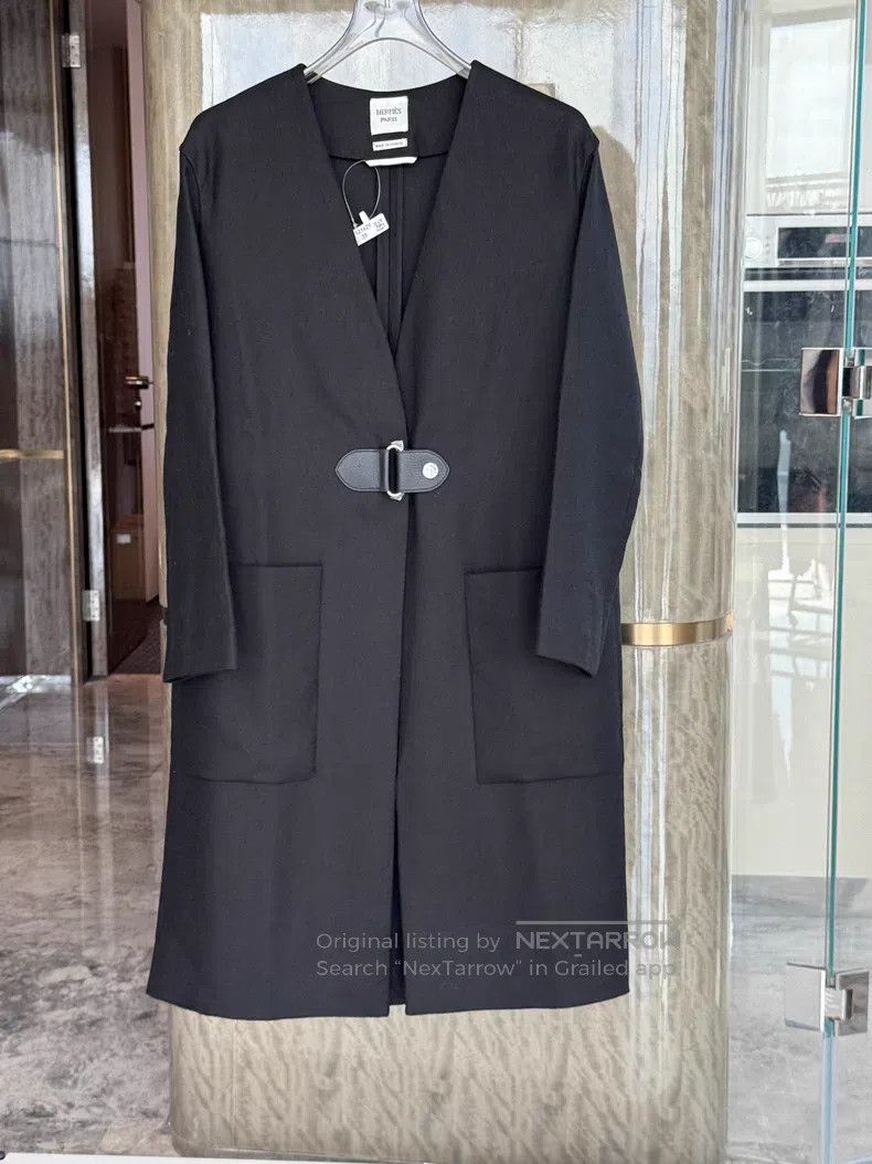 Hermes Hermes Black leather jacket, with suede buttons, linen and Size XS / US 0-2 / IT 36-38 - 4 Thumbnail