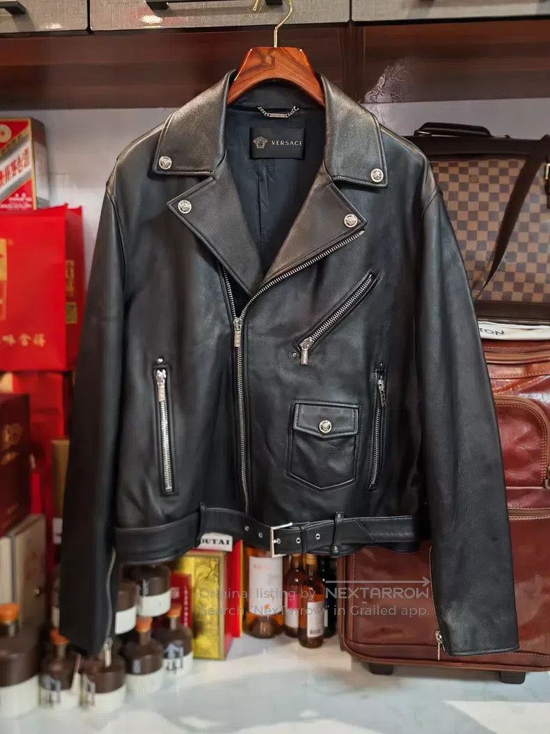 Versace Versace Heavy men's motorcycle leather jacket Size US XXL / EU 58 / 5 - 1 Thumbnail