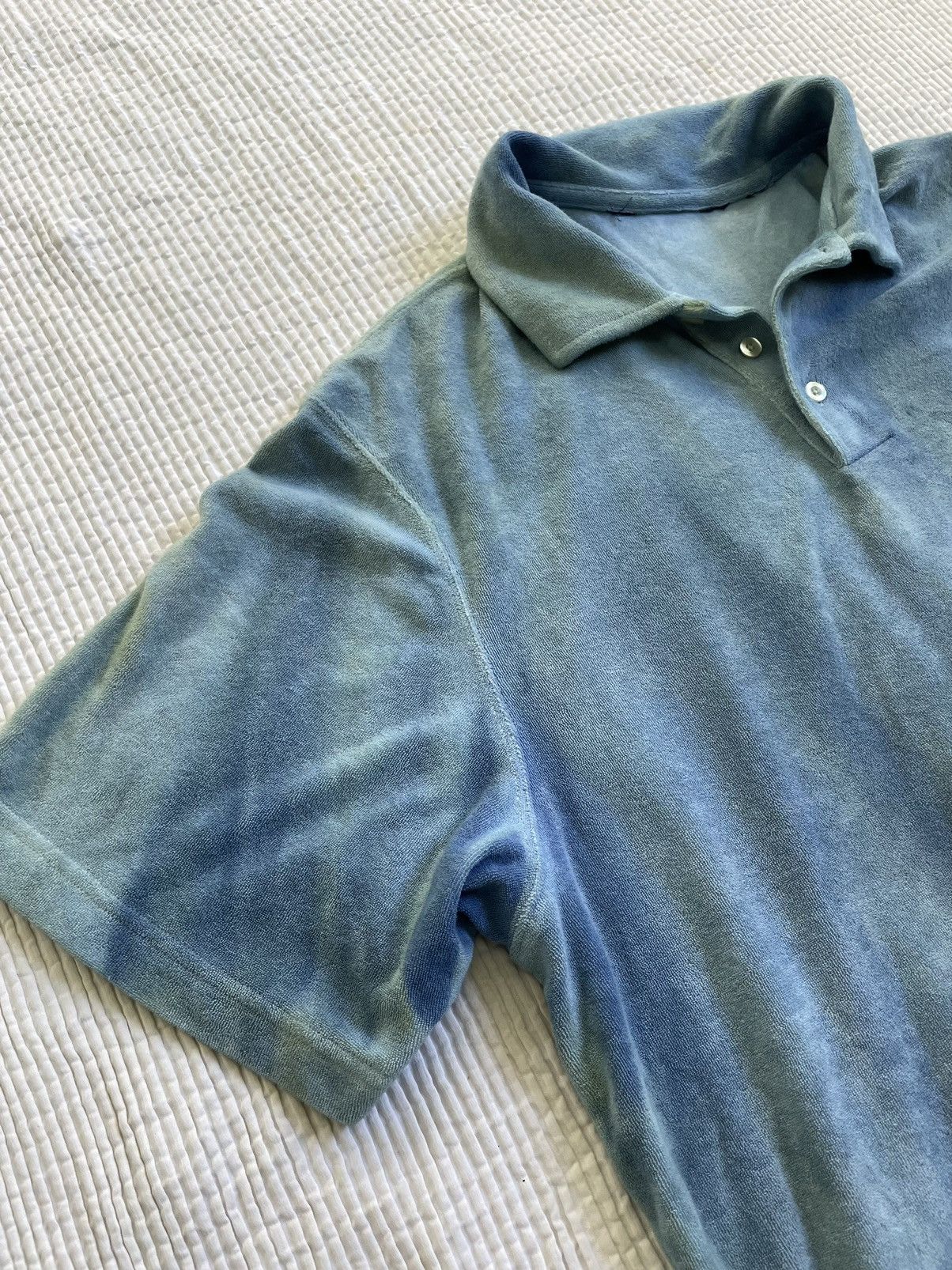 Indigo Indigo Schloppy Dyed Sun Faded Terry Cloth Polo Size US L / EU 52-54 / 3 - 3 Thumbnail
