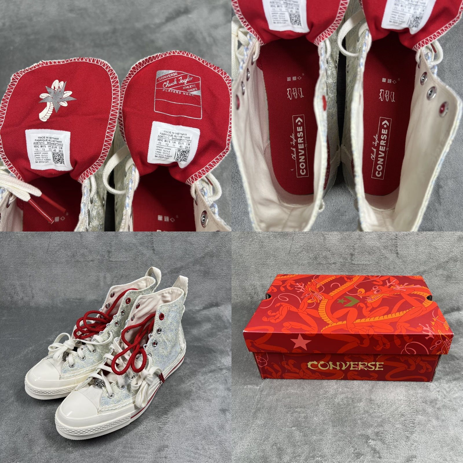 Converse Converse Chuck 70 High Top Year of the Dragon CNY 2024 Mens US Size 11 Ivory Brand Converse Chuck 70 Sneaker High Top Men's 11 Ivory Size ONE SIZE - 10 Thumbnail