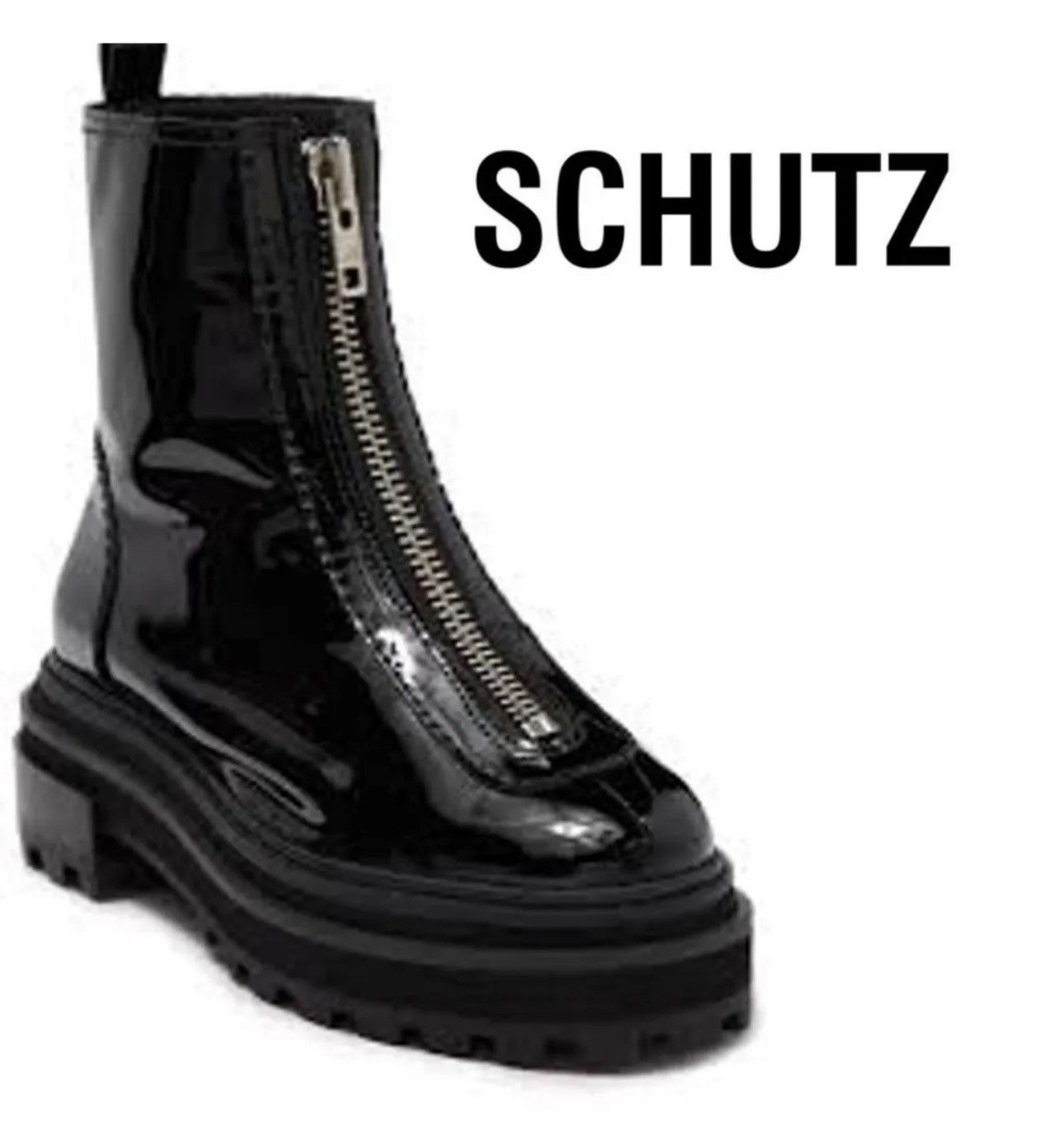 Schutz Maryele Patent Leather Combat Boots women's size 10