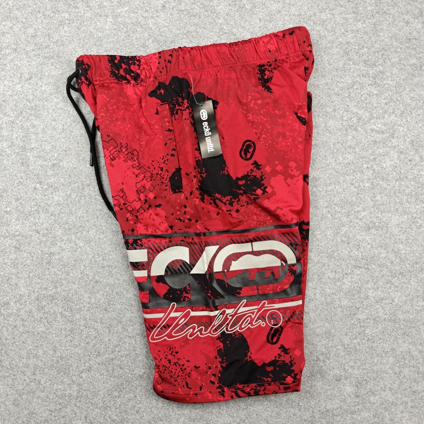 Ecko Unltd. Ecko Unltd Shorts Mens Medium Red Sponge Camo Drawstring Logo Pocket EO12N166T Size US 31 - 5 Thumbnail
