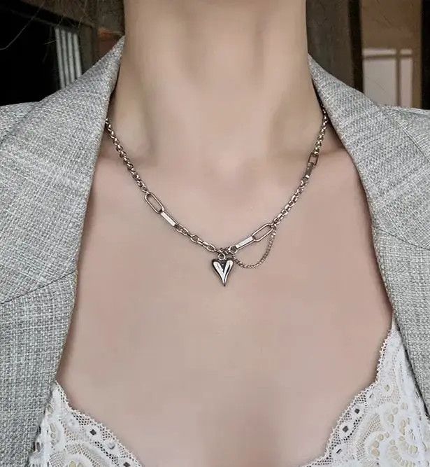 Jewelry Peach Heart Pendant Necklace Size ONE SIZE - 1 Thumbnail