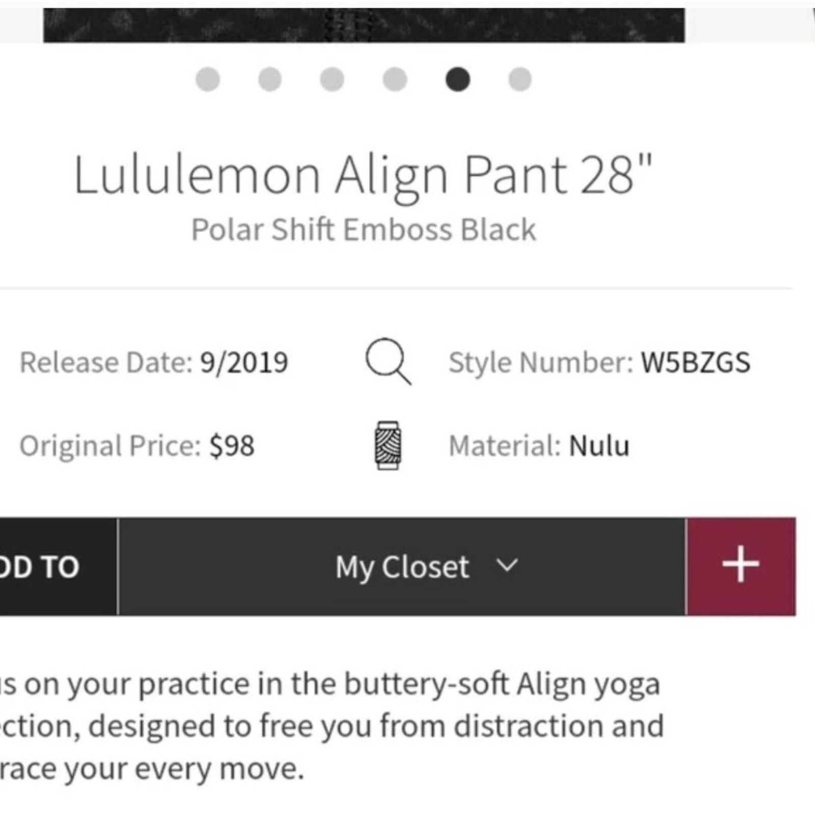 Lululemon Lululemon Align Pant 28" Polar Shift Emboss Black 6 RARE Size 28" / US 6 / IT 42 - 8 Thumbnail