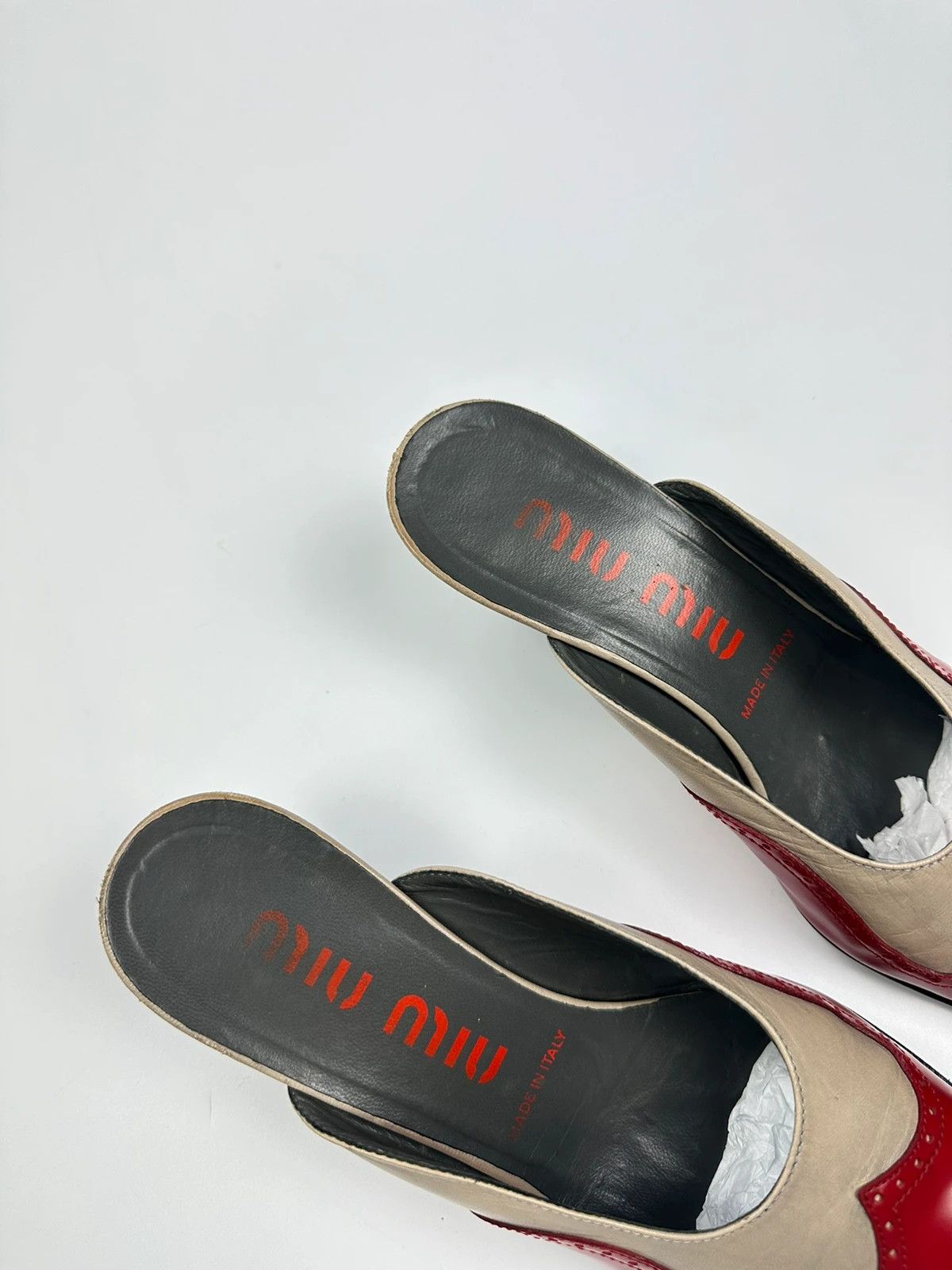 Miu Miu Miu Miu 90’s Red Leather Mules Pumps Kitten Heels Size US 6 / IT 36 - 8 Thumbnail