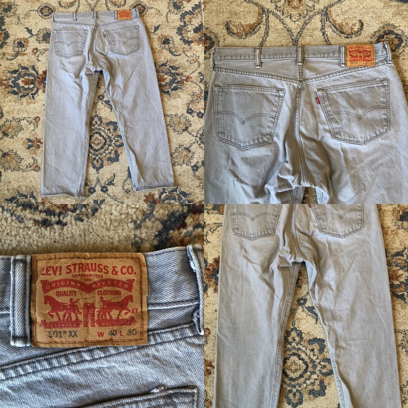 Levi's Levi's Men's 501 XX Gray Straight Button Fly 5 Pocket Jeans Size 40x30 Size US 40 / EU 56 - 8 Thumbnail