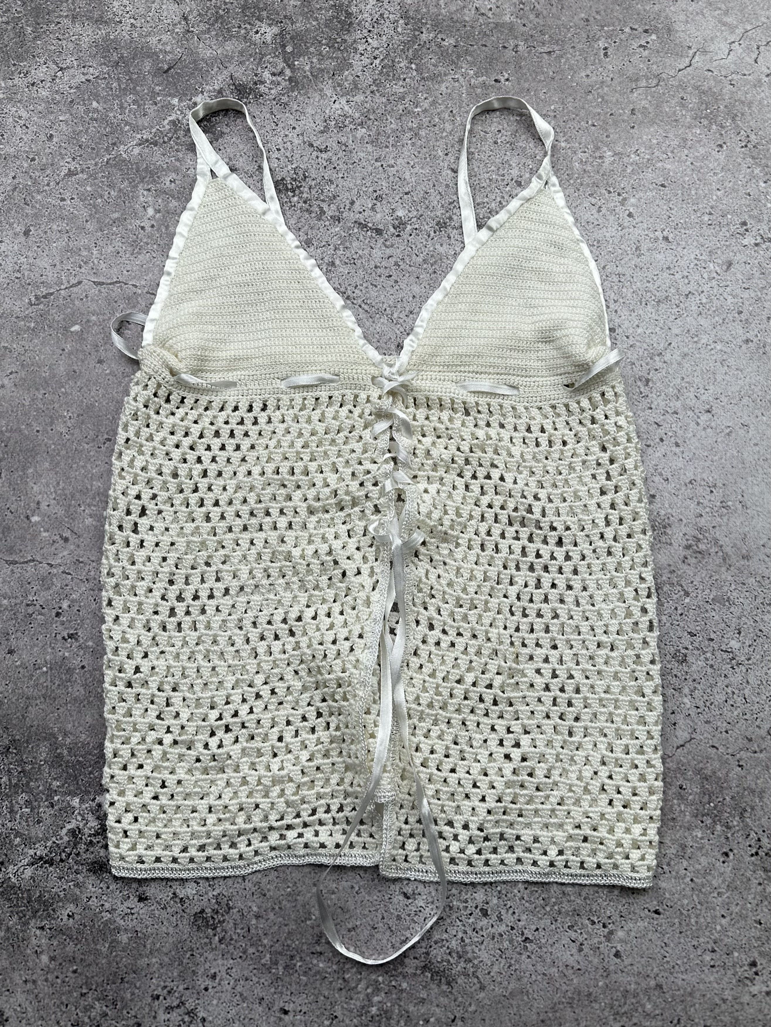 image of Vintage Knit Mesh Tank Top in White, Women's (Size XS)