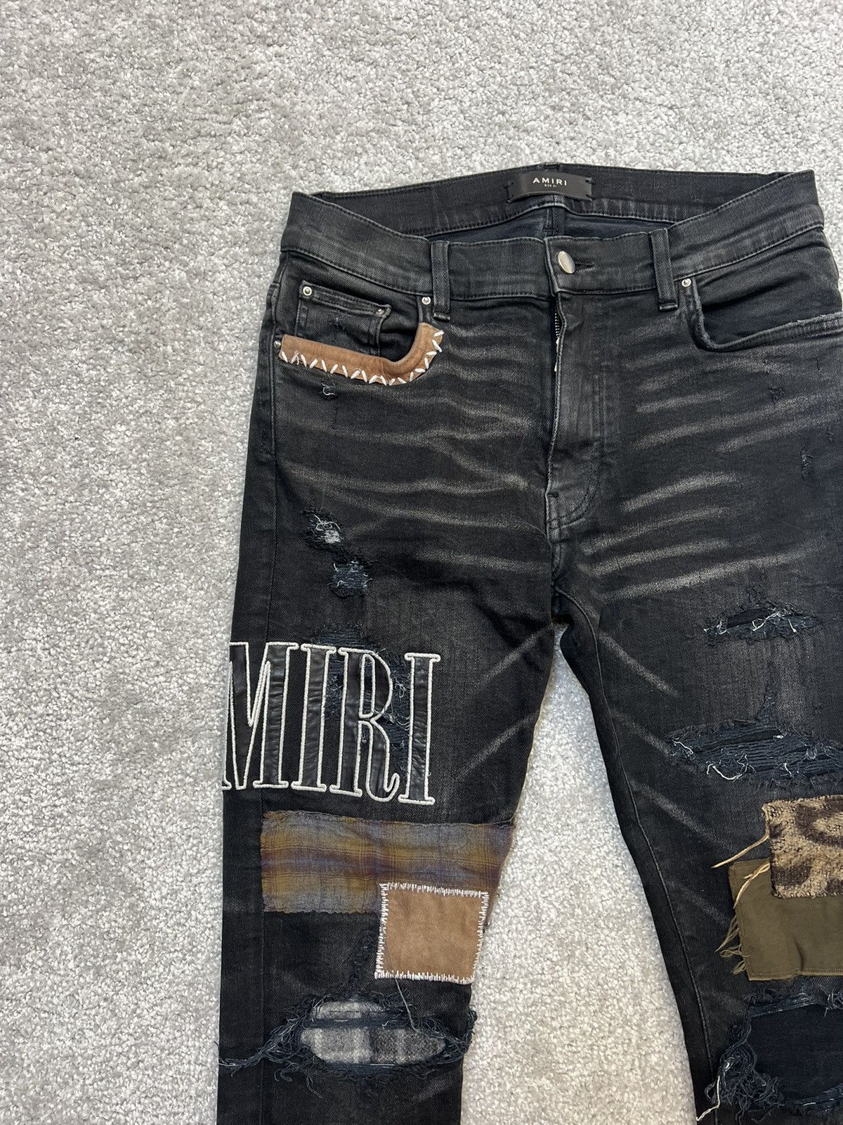 Amiri Amiri Grunge Destroyed Spliced Patch Mx-1 Jeans Size 31 Size US 31 - 5 Thumbnail