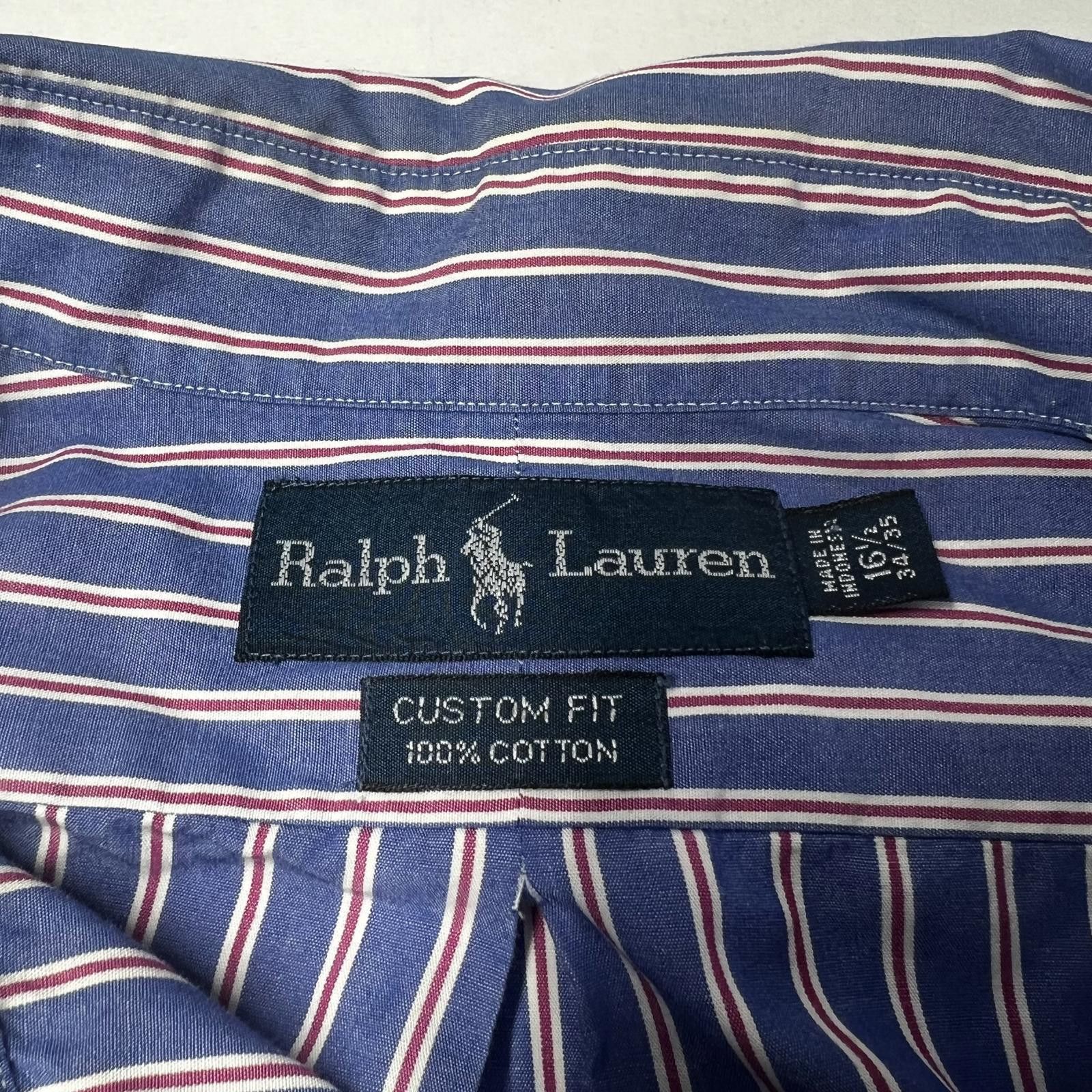 Polo Ralph Lauren Ralph Lauren Vintage Men Blue/Red/White Stripes Long Sleeves Size US XL / EU 56 / 4 - 4 Thumbnail