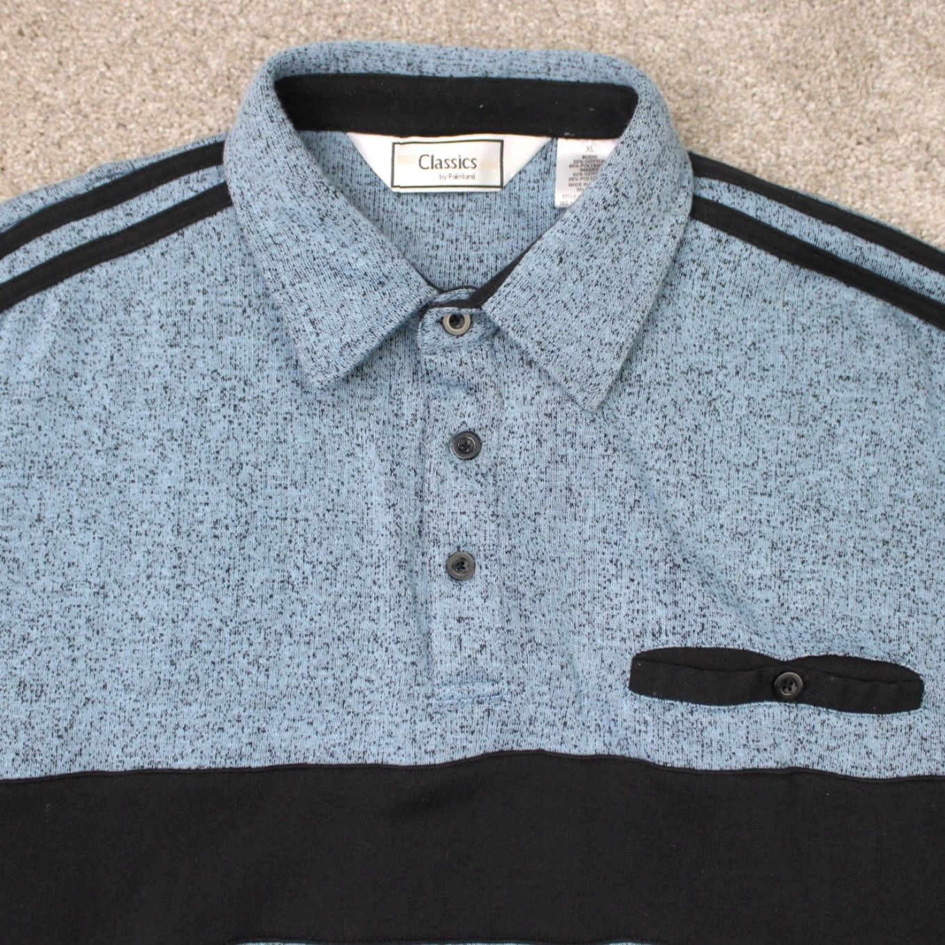Vintage Classics by Palmland Polo Shirt Mens Blue Cotton/Polyester Long Sleeve Pullover Size US L / EU 52-54 / 3 - 6 Thumbnail