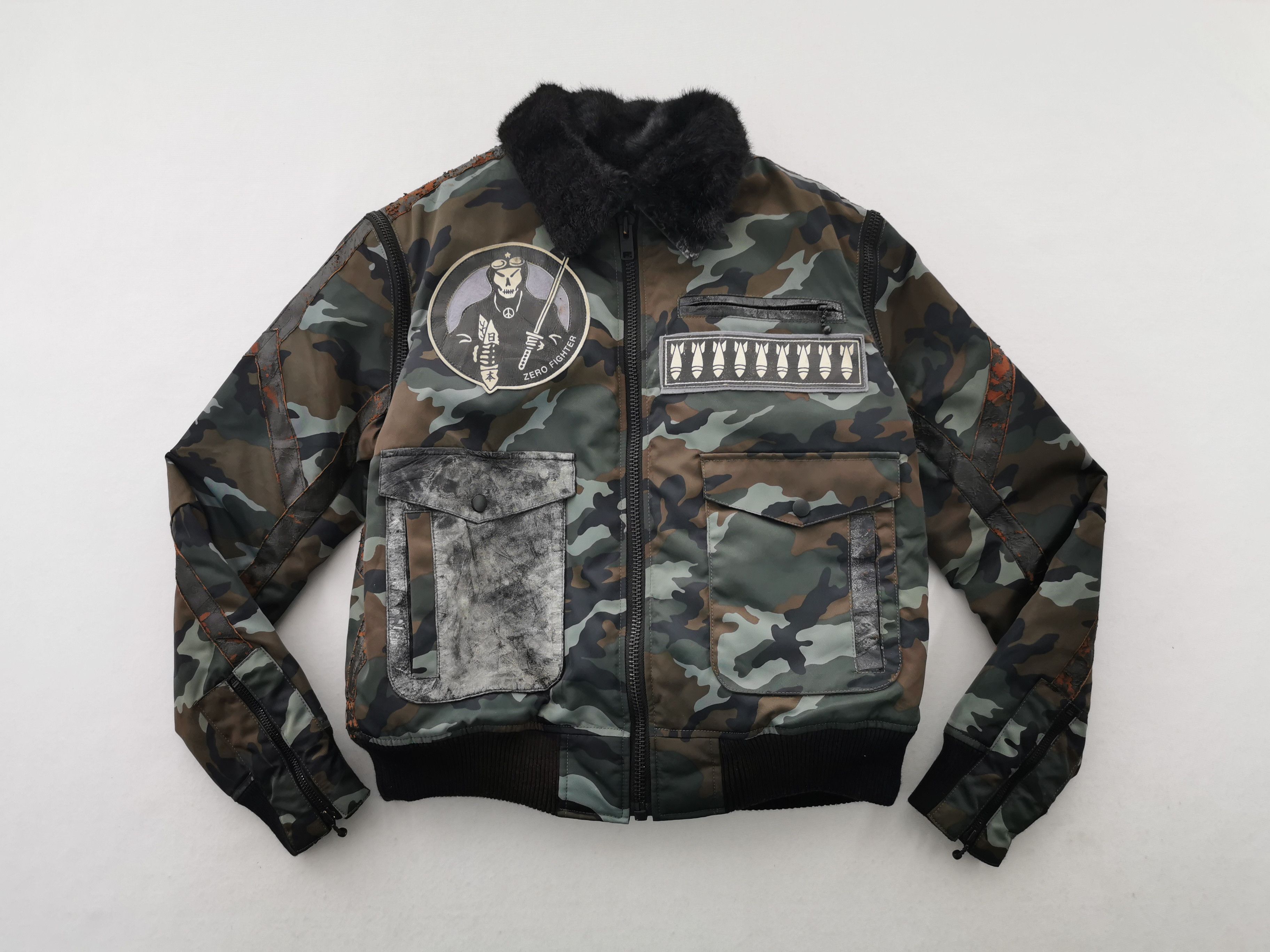 Japanese Brand Distressed Vintage Zero Fighter Camo Nylon Flight Jacket Size US M / EU 48-50 / 2 - 1 Thumbnail