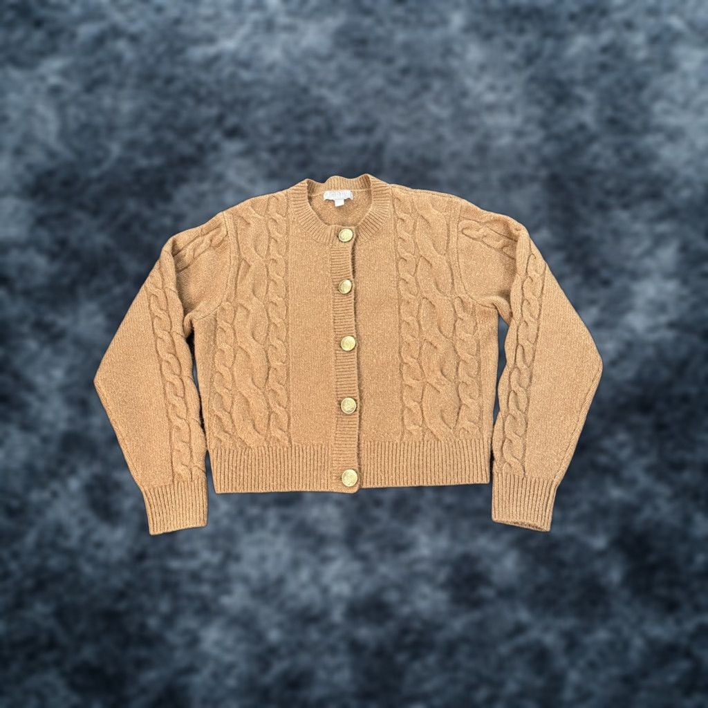 J.Crew VINTAGE J.CREW Cardigan Sweater Womens XXS Brown Cable Knit Chunky Gold Button Wool Crew Neck Boys? Size XXS / US 00 / IT 34 - 1 Thumbnail