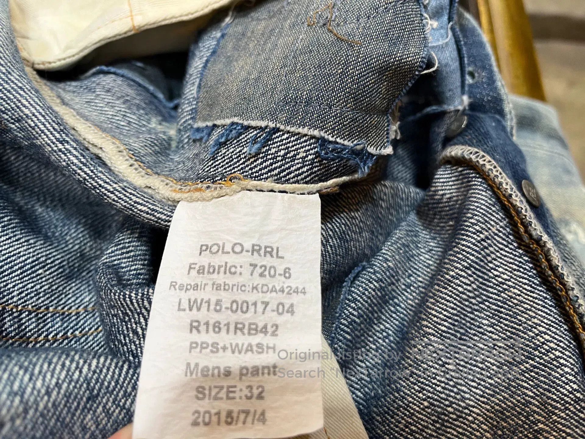 RRL Ralph Lauren distressed denim jeans from double rl polo. Size US 32 / EU 48 - 6 Thumbnail