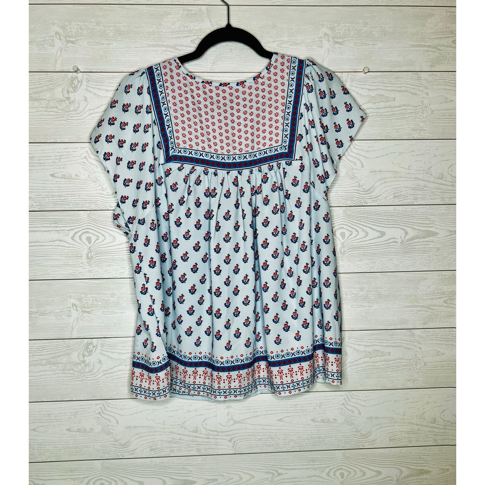 Gap Gap boho Zen flutter sleeve peasant top blue floral size XL Size XL / US 12-14 / IT 48-50 - 2 Thumbnail
