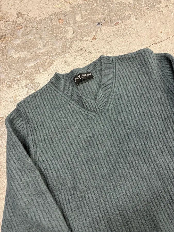 Dolce & Gabbana 2000s Dolce & Gabbana Blue Wool V-Neck Sweater Size US XS / EU 42 / 0 - 5 Thumbnail