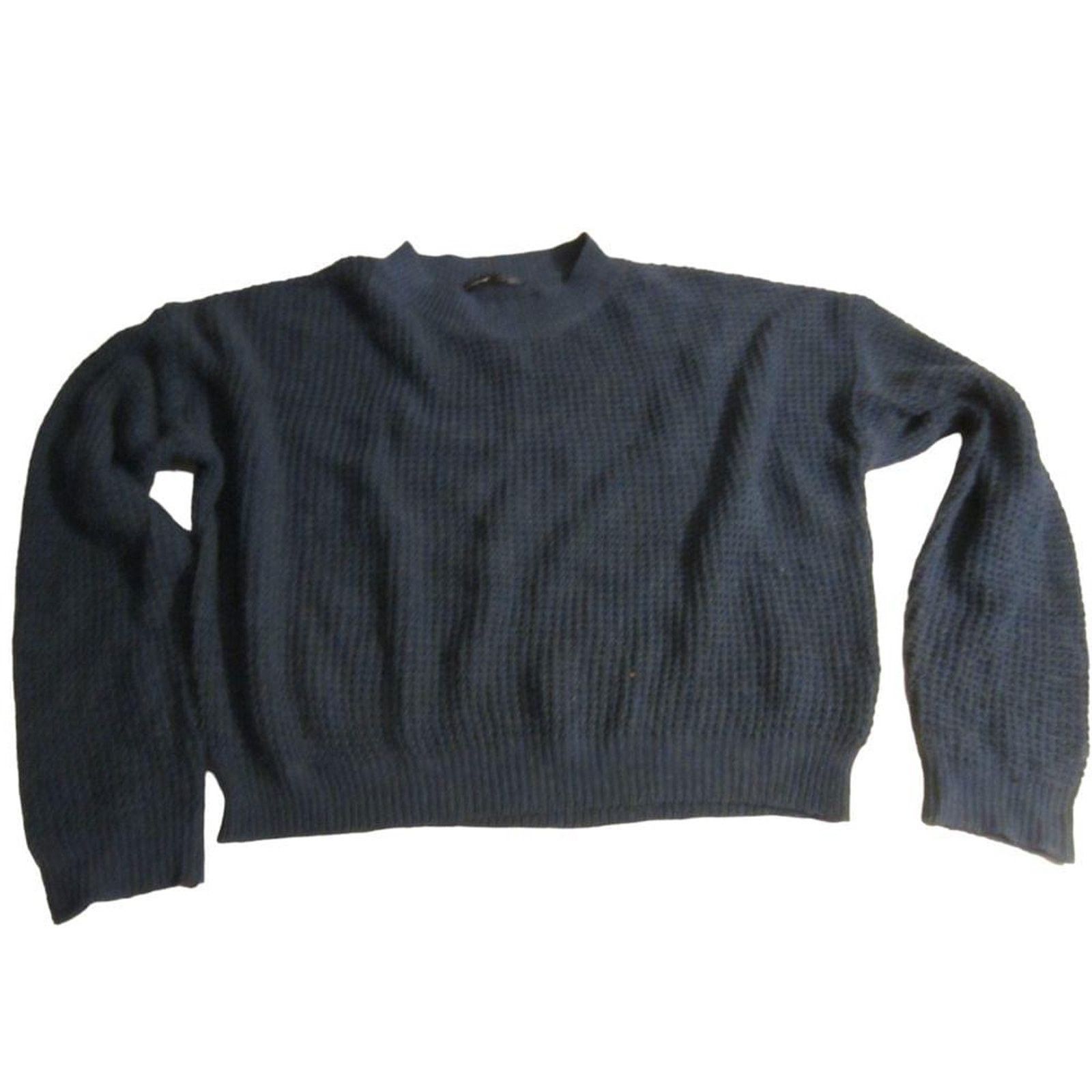 Shein Shein Navy Blue Waffle Knit Pullover Sweater Cozy M Size M / US 6-8 / IT 42-44 - 2 Thumbnail