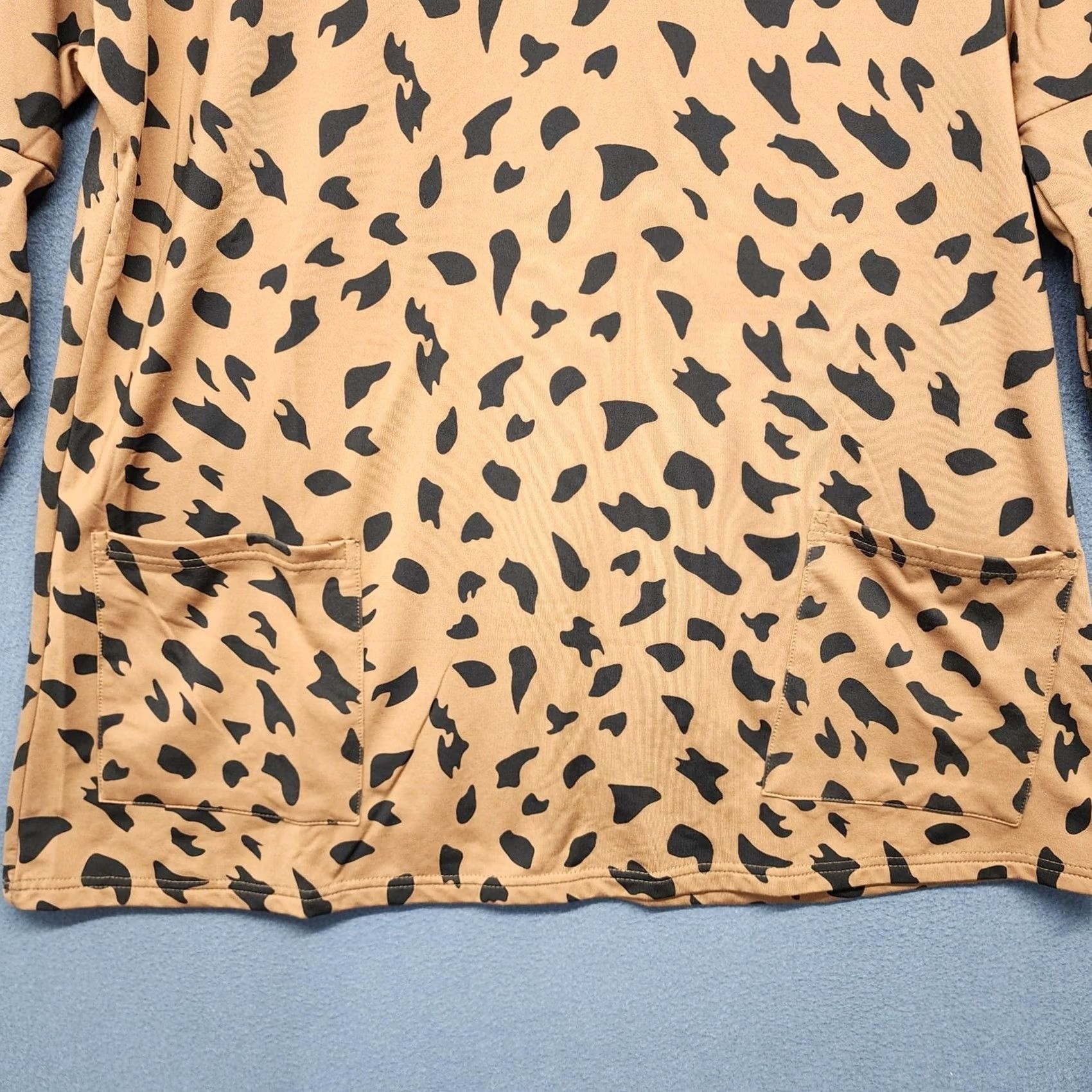 Vintage Womens Top Large Animal Print Cheetah Long Sleeves Front Pockets Brown Size L / US 10 / IT 46 - 7 Thumbnail
