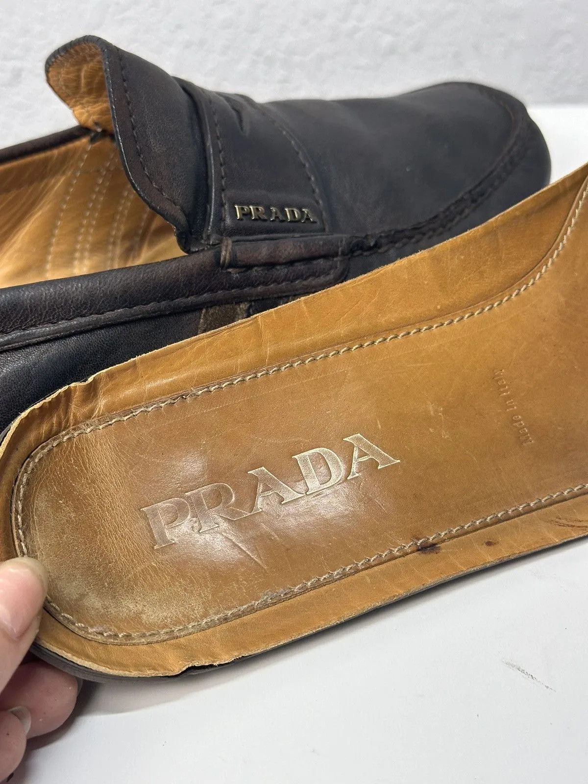 Vintage Prada Shoes Brown Leather Vintage Design luisvuitton Style Size US 9.5 / EU 42-43 - 13 Thumbnail
