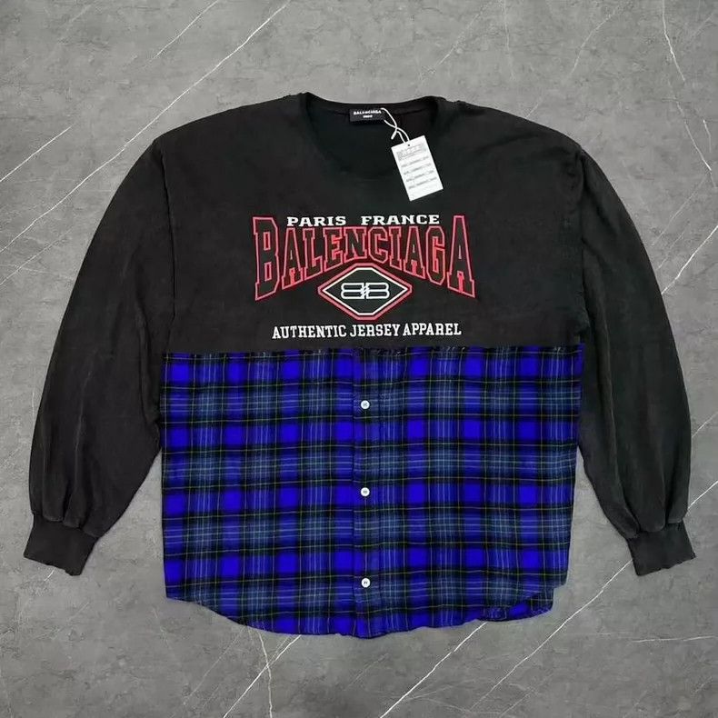 Balenciaga Balenciaga Batman Fake Two-Piece Plaid Patchwork Long Slee Size US S / EU 44-46 / 1 - 1 Thumbnail