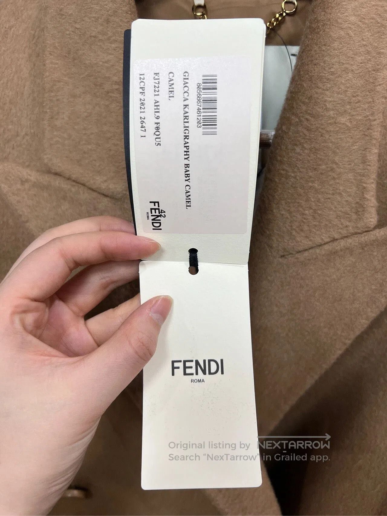 Fendi Fendi Beige Printed Wool Overcoat. Size M / US 6-8 / IT 42-44 - 5 Thumbnail