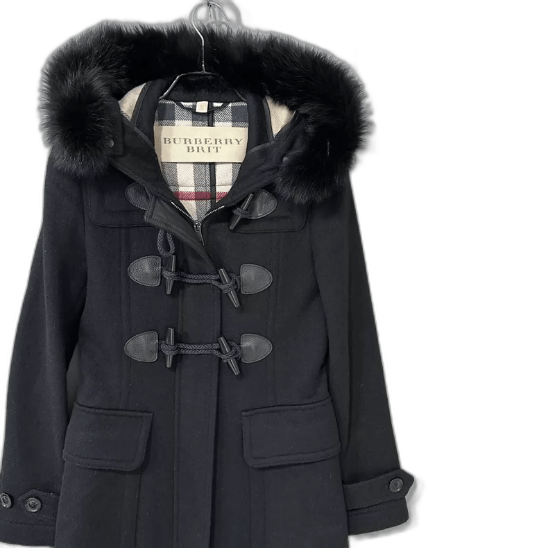 Burberry Wool Coat with Fur Collar