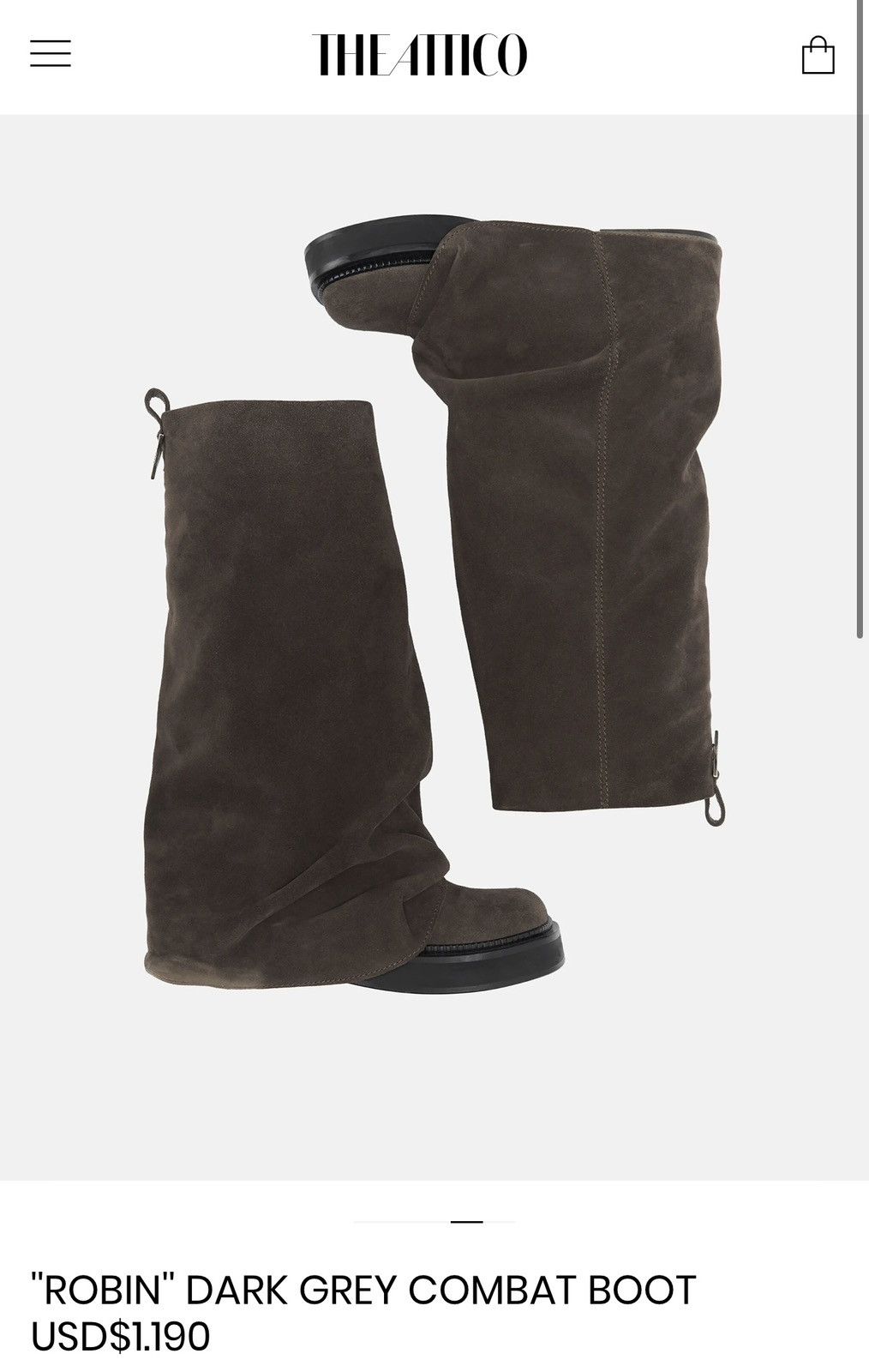 The Attico The Attico ROBIN'' DARK GREY COMBAT BOOT Size US 8 / IT 38 - 1 Thumbnail