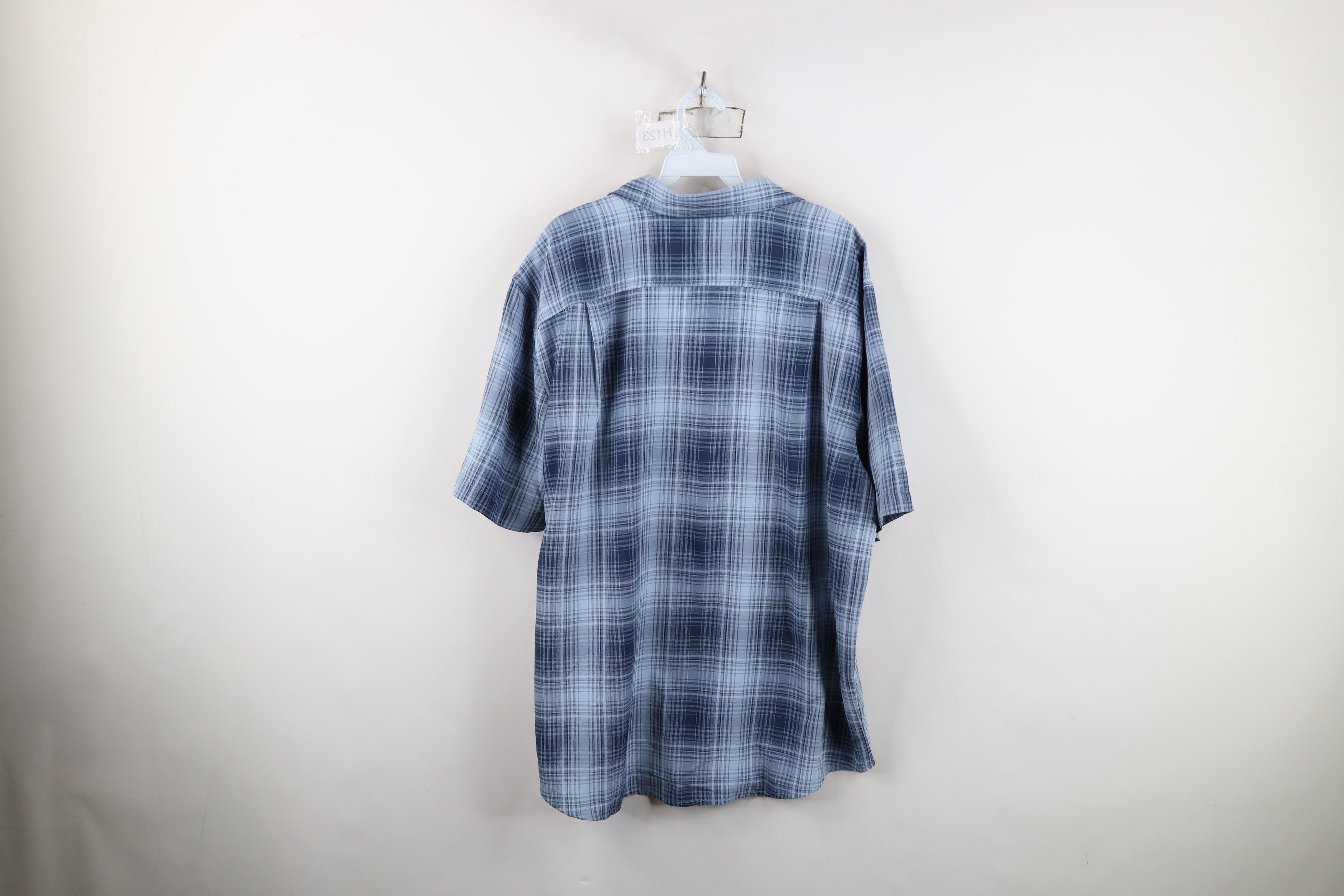 Orvis Y2K Orvis Knit Short Sleeve Collared Button Shirt Blue Plaid Size US XL / EU 56 / 4 - 10 Thumbnail