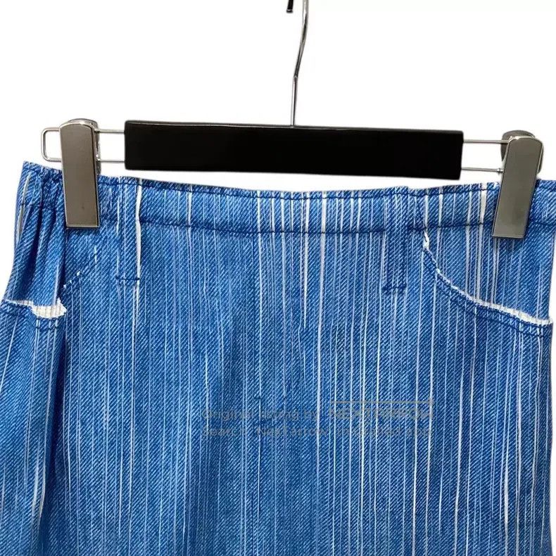 Issey Miyake Issey Miyake SIZE:3 Denim Pleated Skirt Size 31" - 3 Thumbnail