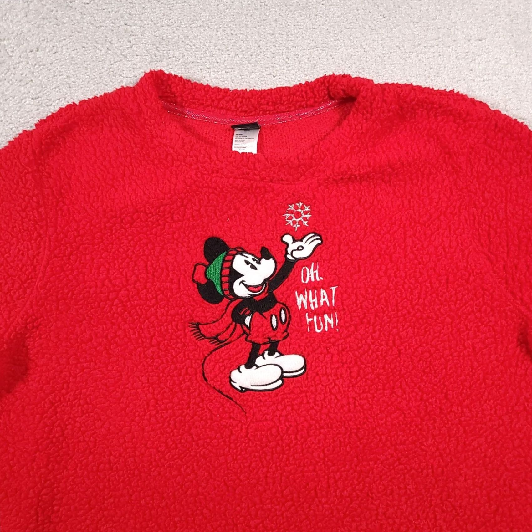 Disney Disney Mickey Mouse Sleepwear Sherpa Shirt - Red - Women's Large 12-14 - Pajama Top - Disney Wall-Era Cartoon Christmas Theme Size L / US 10 / IT 46 - 3 Thumbnail