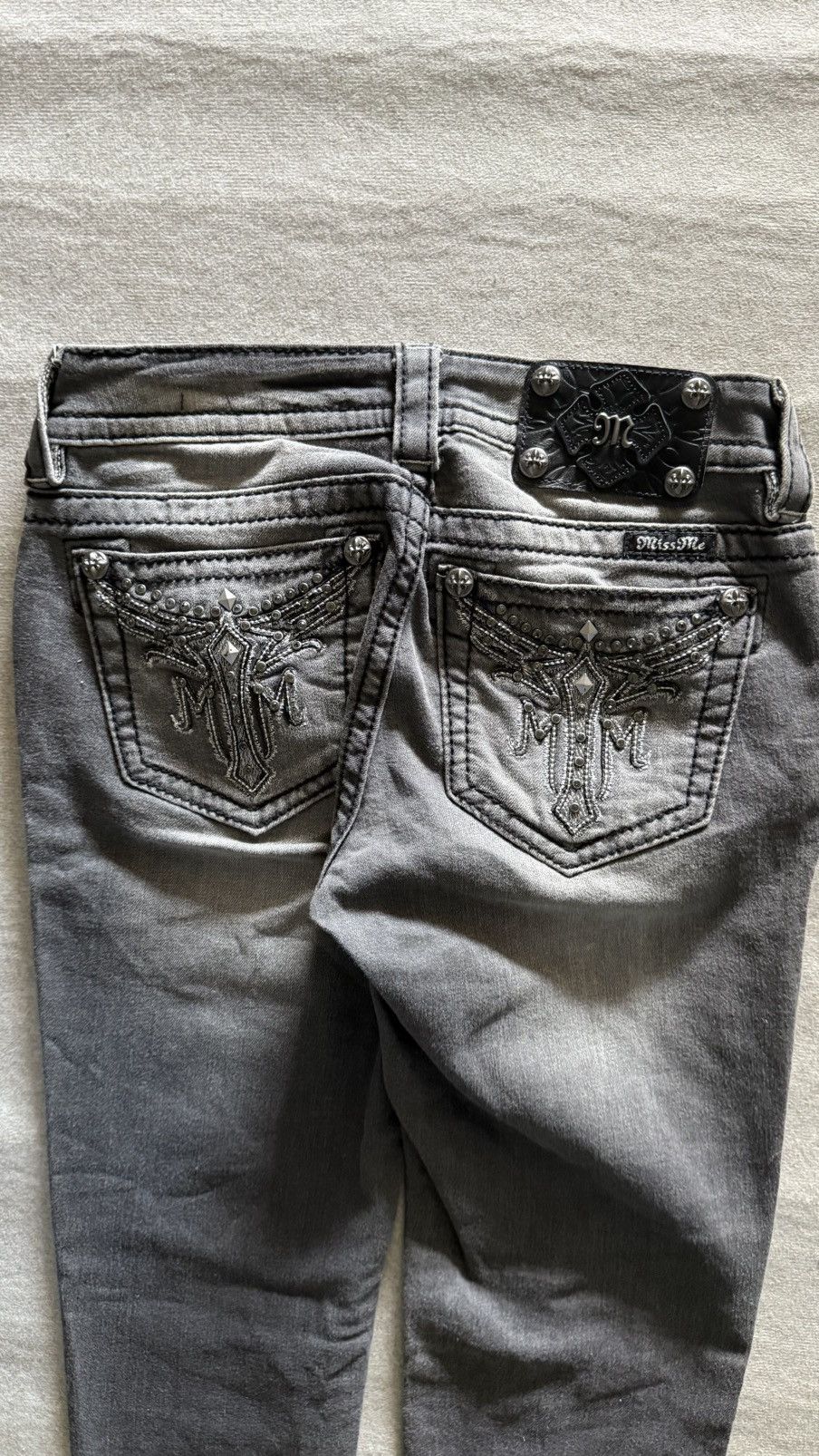Miss Me Miss Me Embellished Wing Pocket Embroidery Denim Grey Size 26" / US 2 / IT 38 - 2 Thumbnail